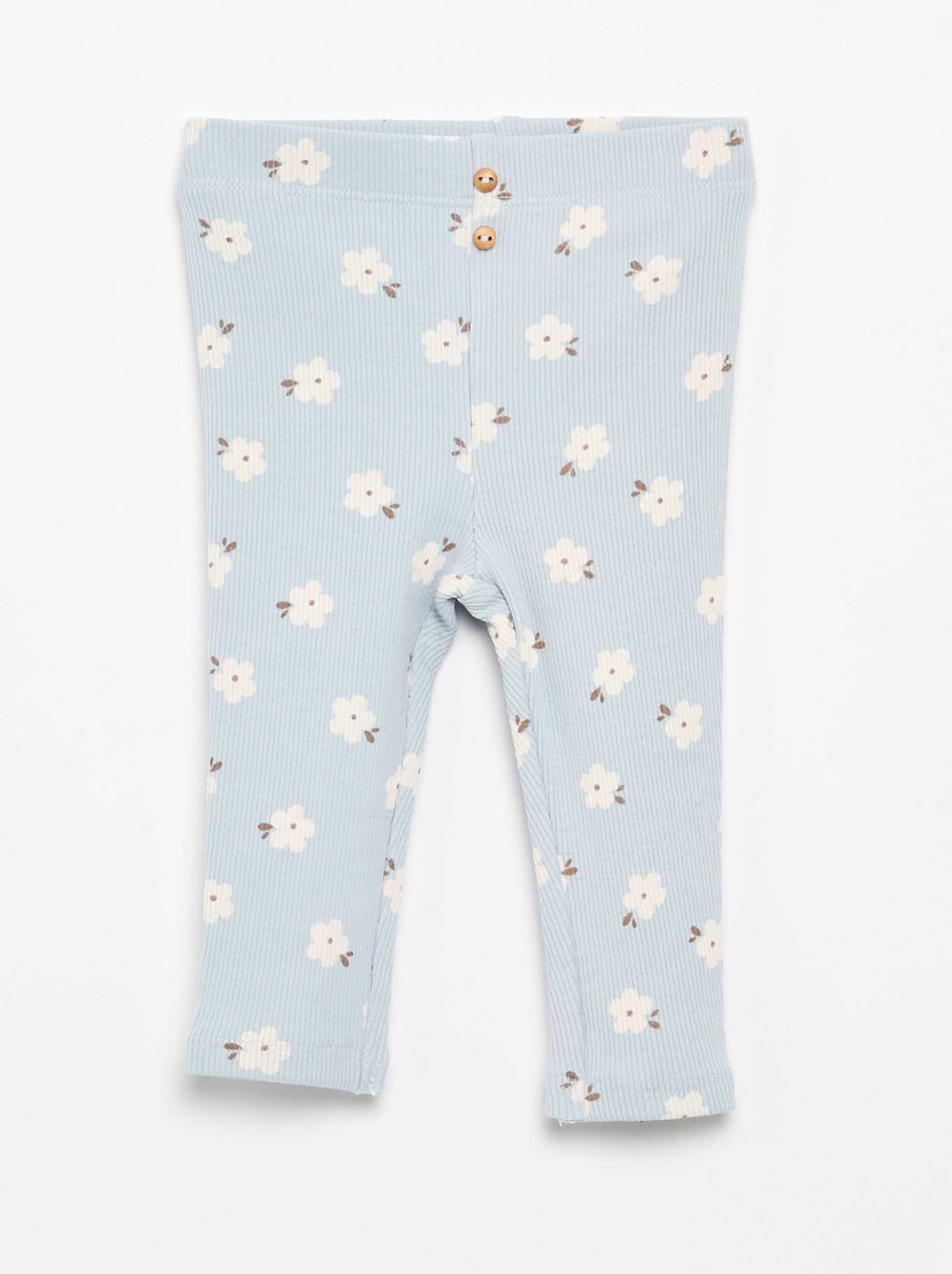 Legging long côtelé à motif - Bleu