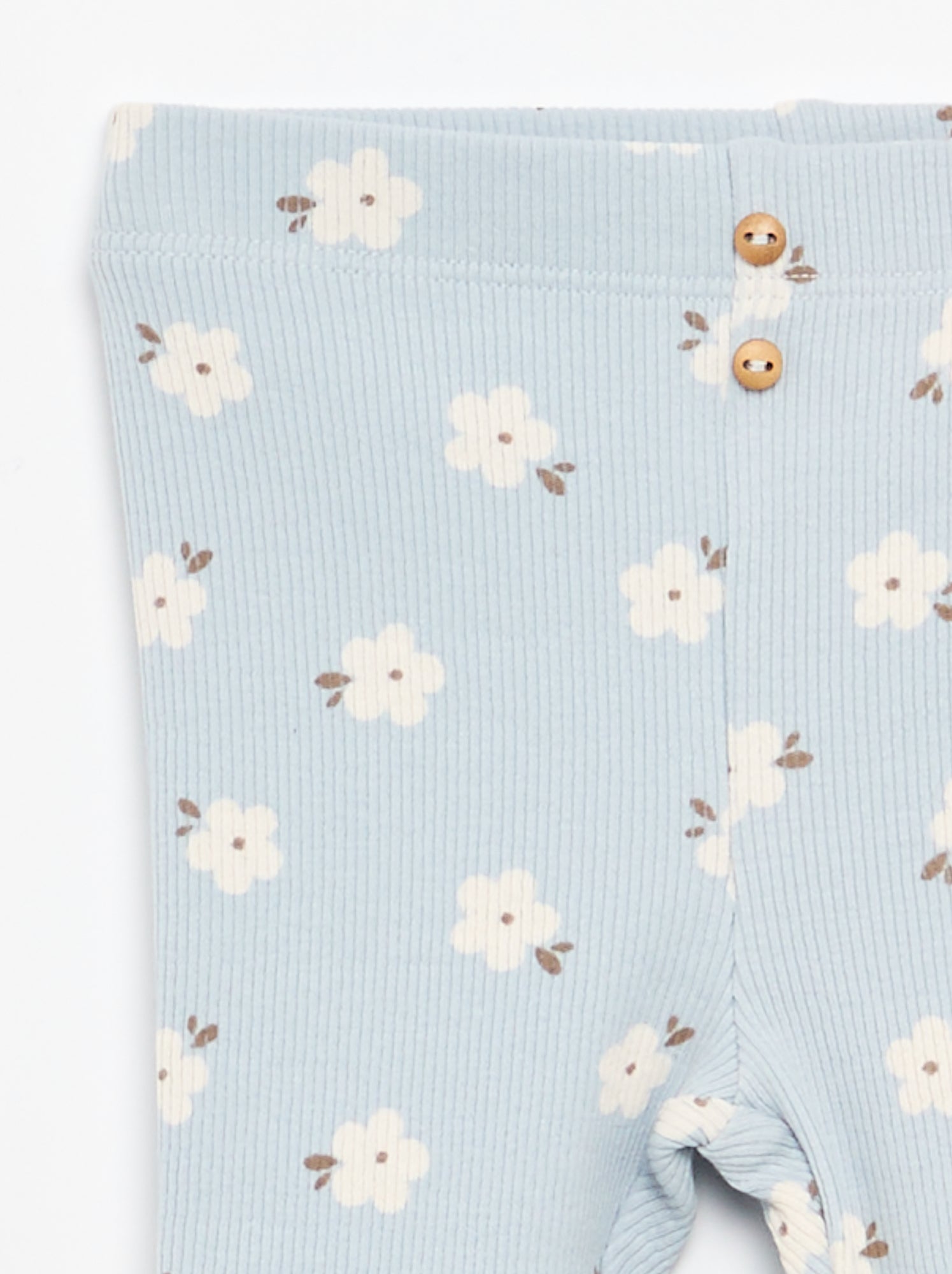 Legging long côtelé à motif - Bleu