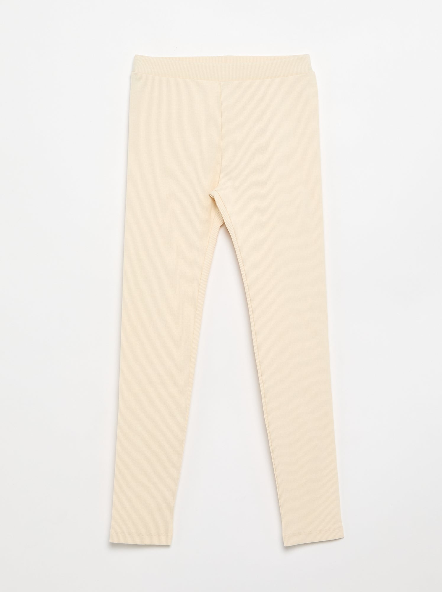 Legging long côtelé uni - Ecru
