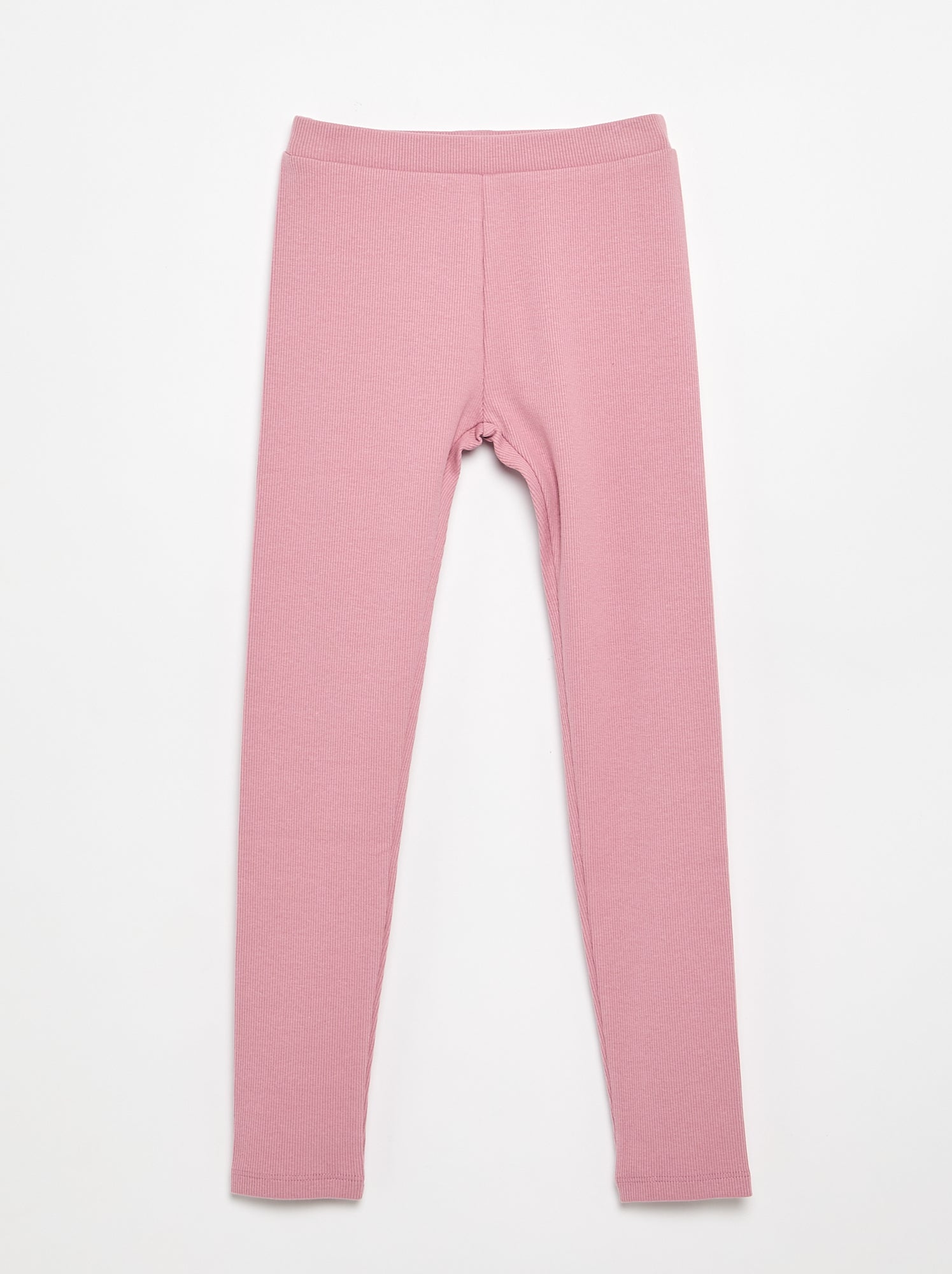 Legging long côtelé uni - Rose