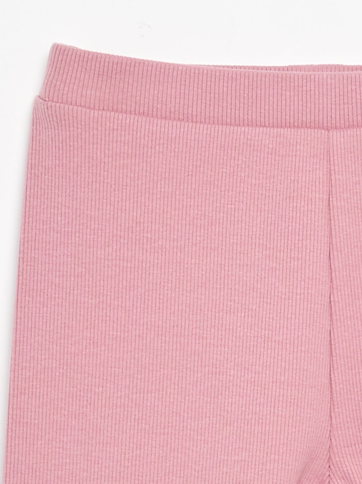 Legging long côtelé uni - Rose