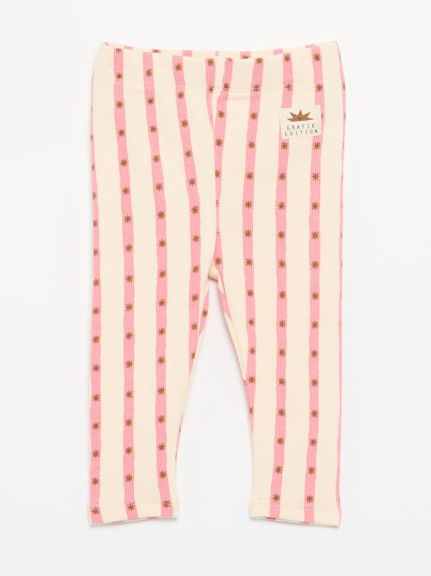 Legging rayé en maille côtelée - Blanc