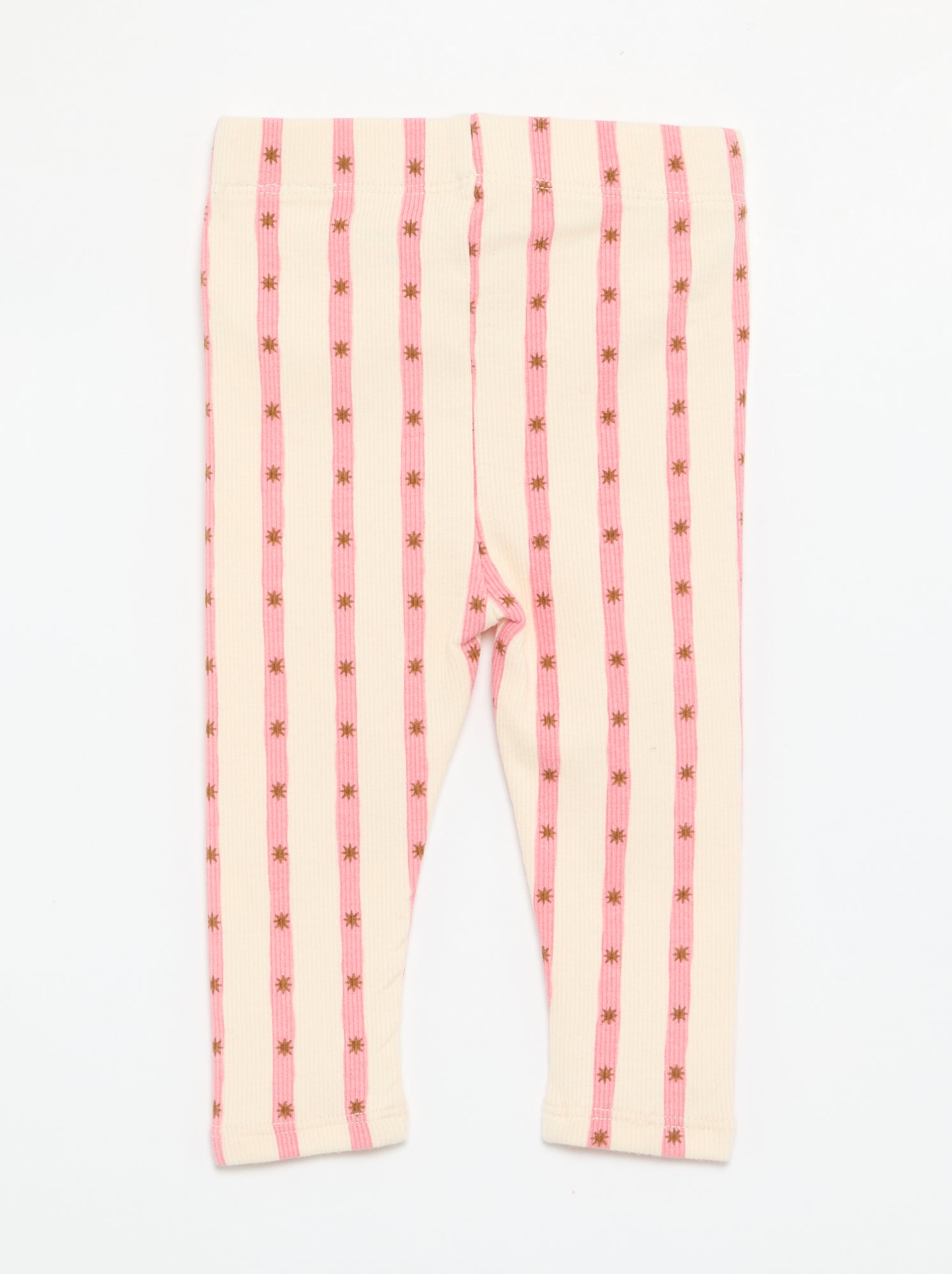 Legging rayé en maille côtelée - Blanc