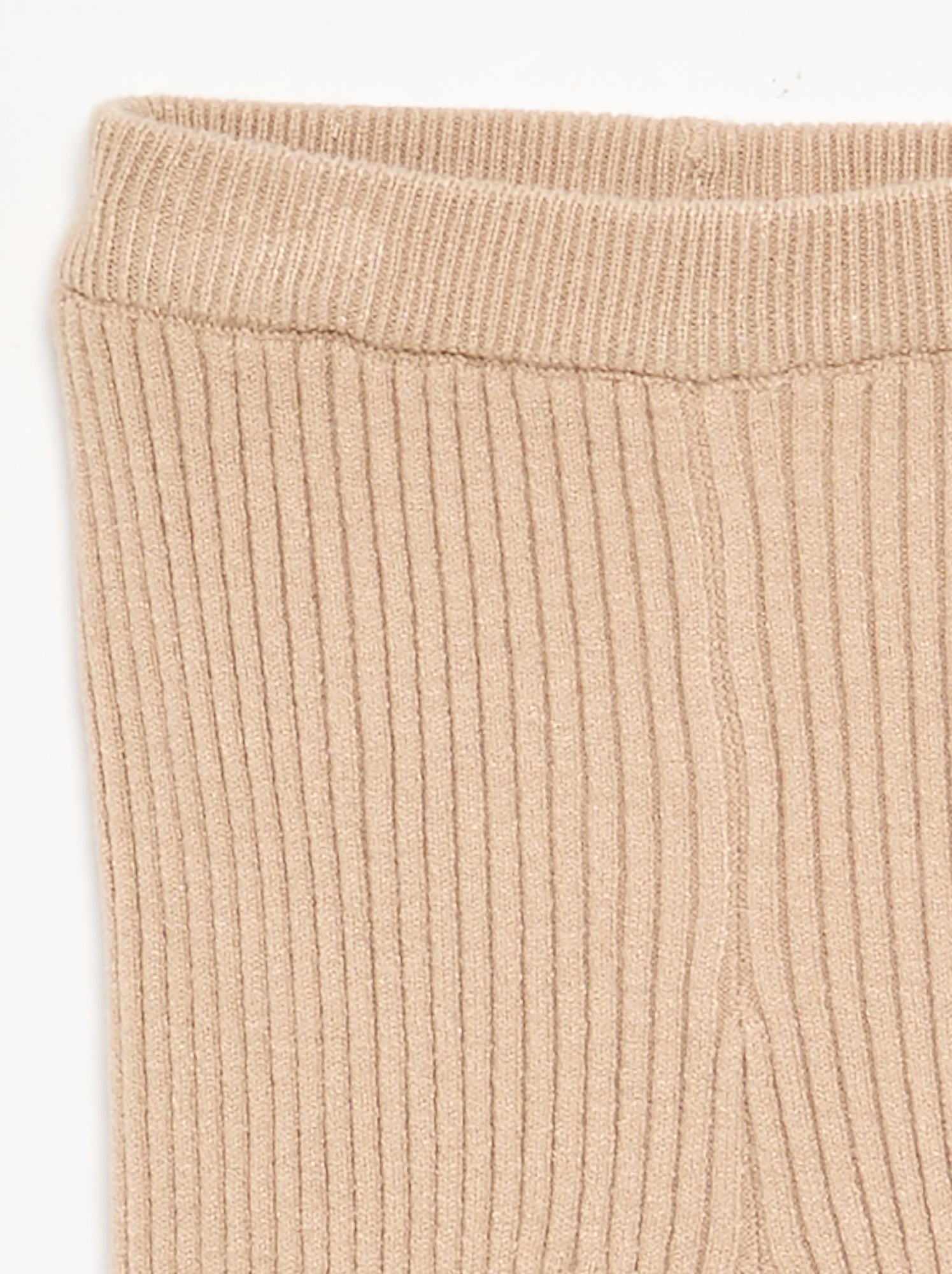 Legging uni en maille côtelée - Beige