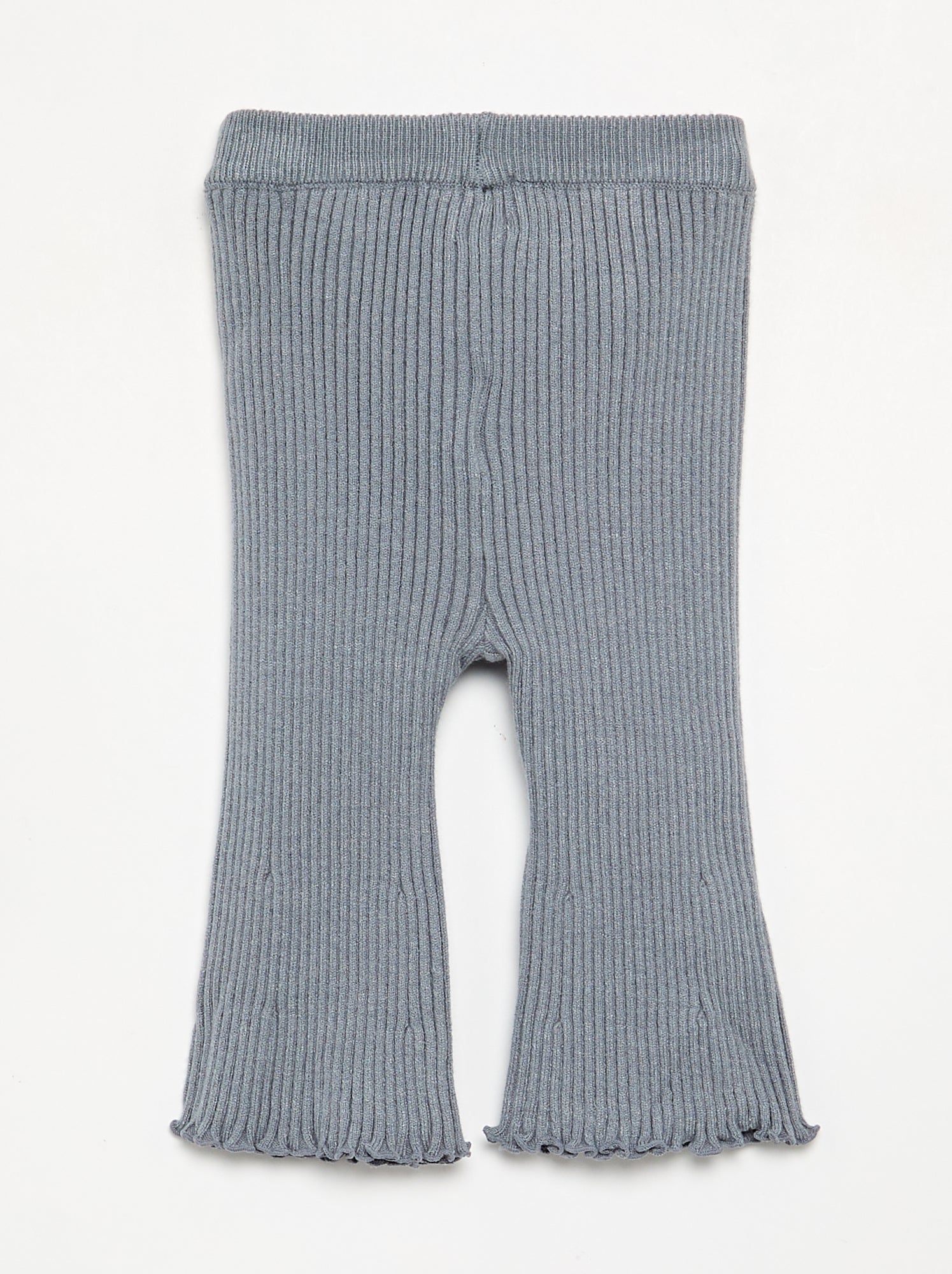 Legging uni en maille côtelée - Bleu