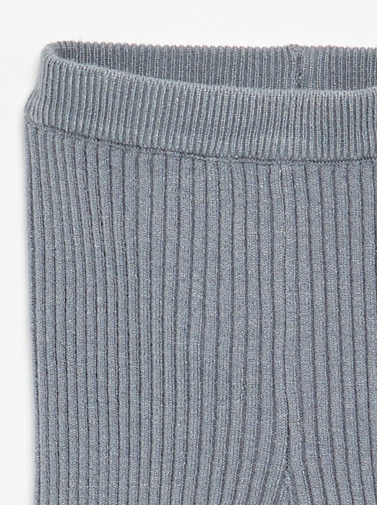 Legging uni en maille côtelée - Bleu