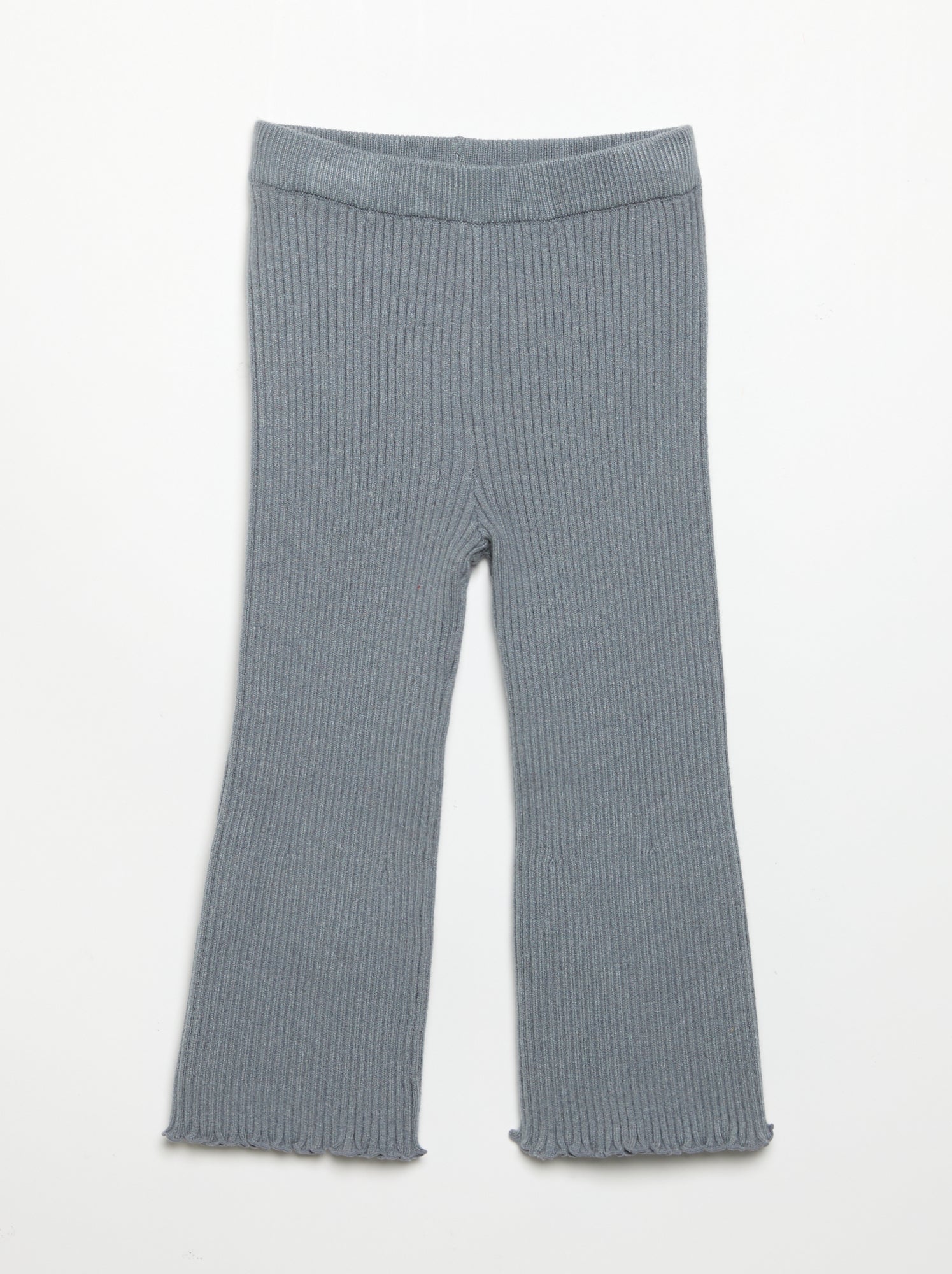 Legging uni en maille côtelée - Gris