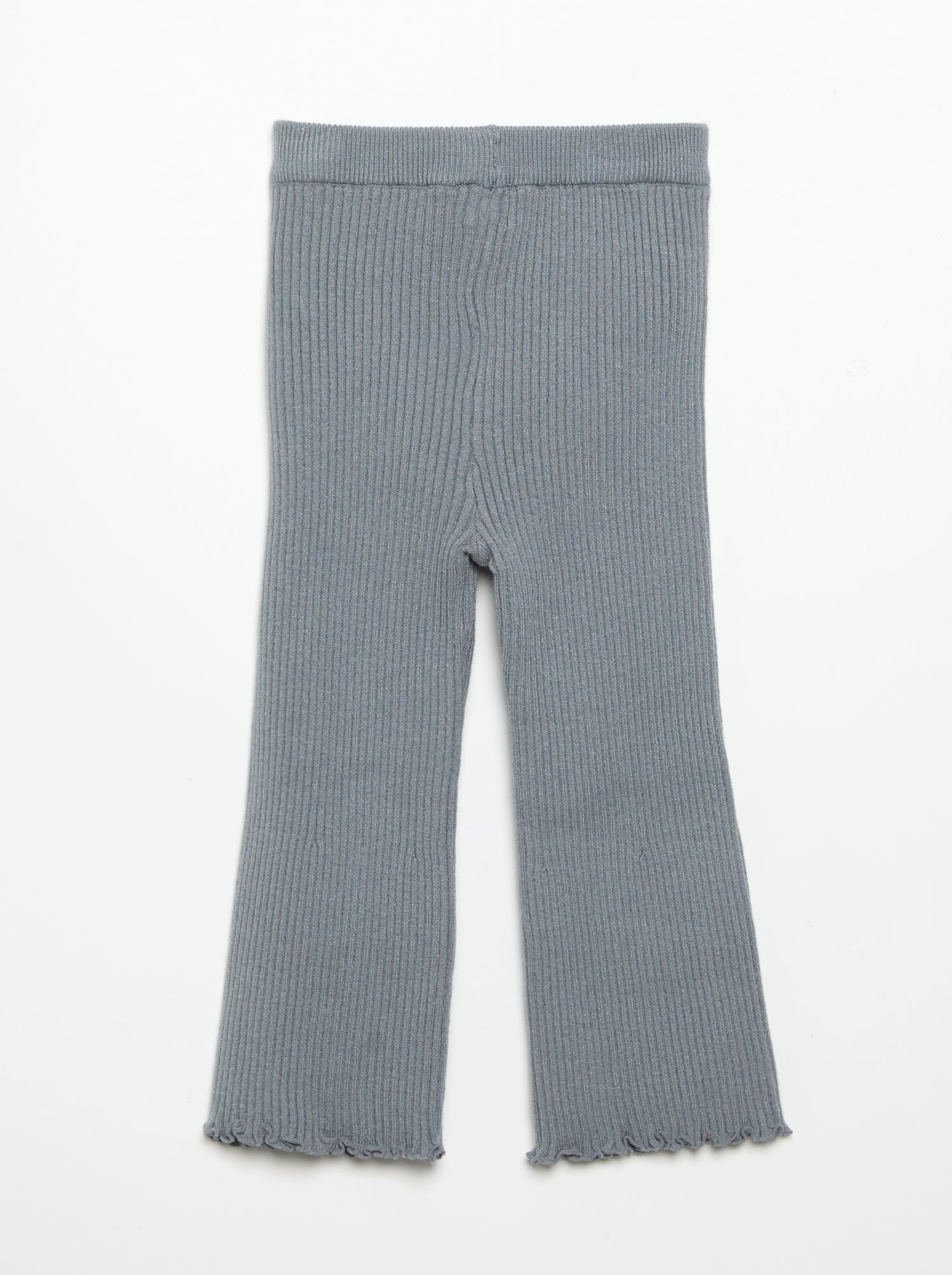 Legging uni en maille côtelée - Gris