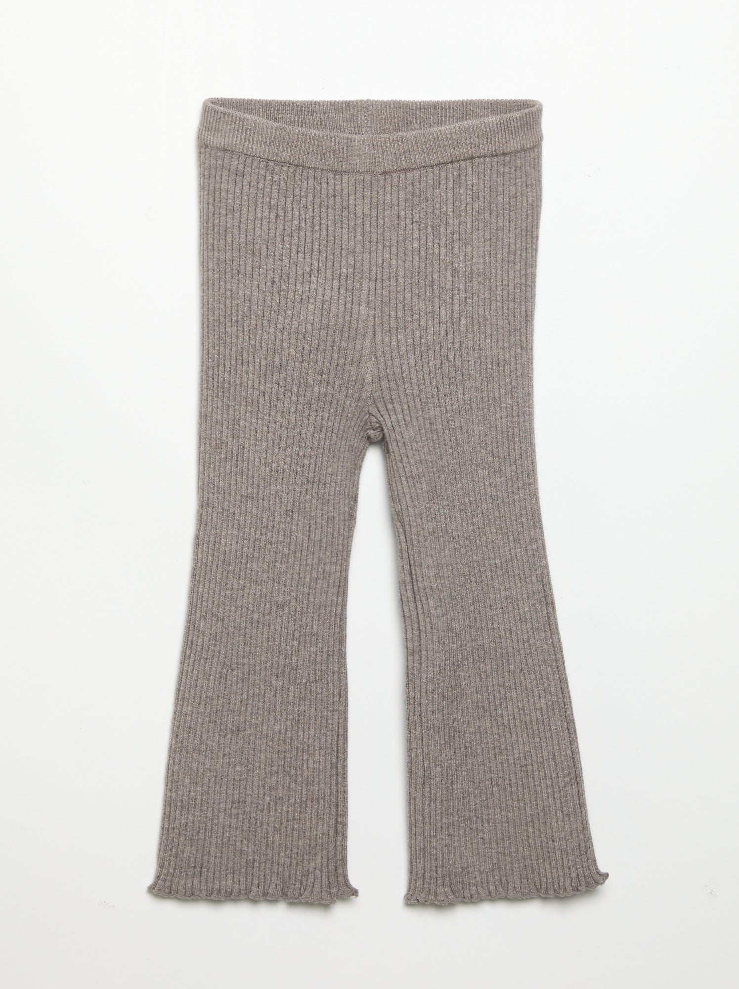 Legging uni en maille côtelée - Marron