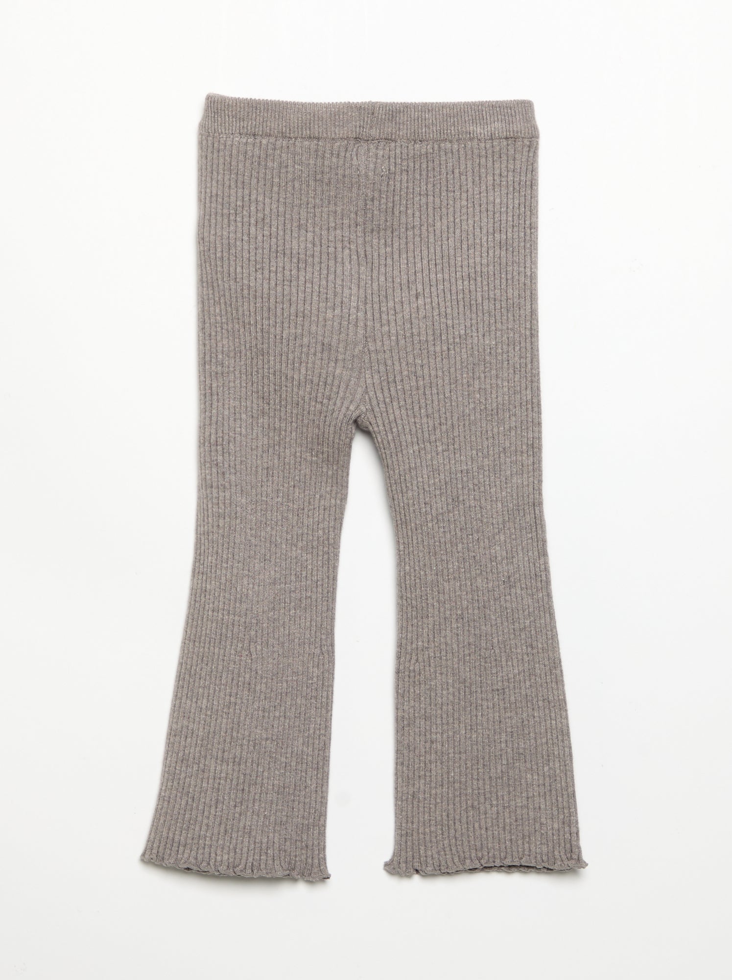 Legging uni en maille côtelée - Marron