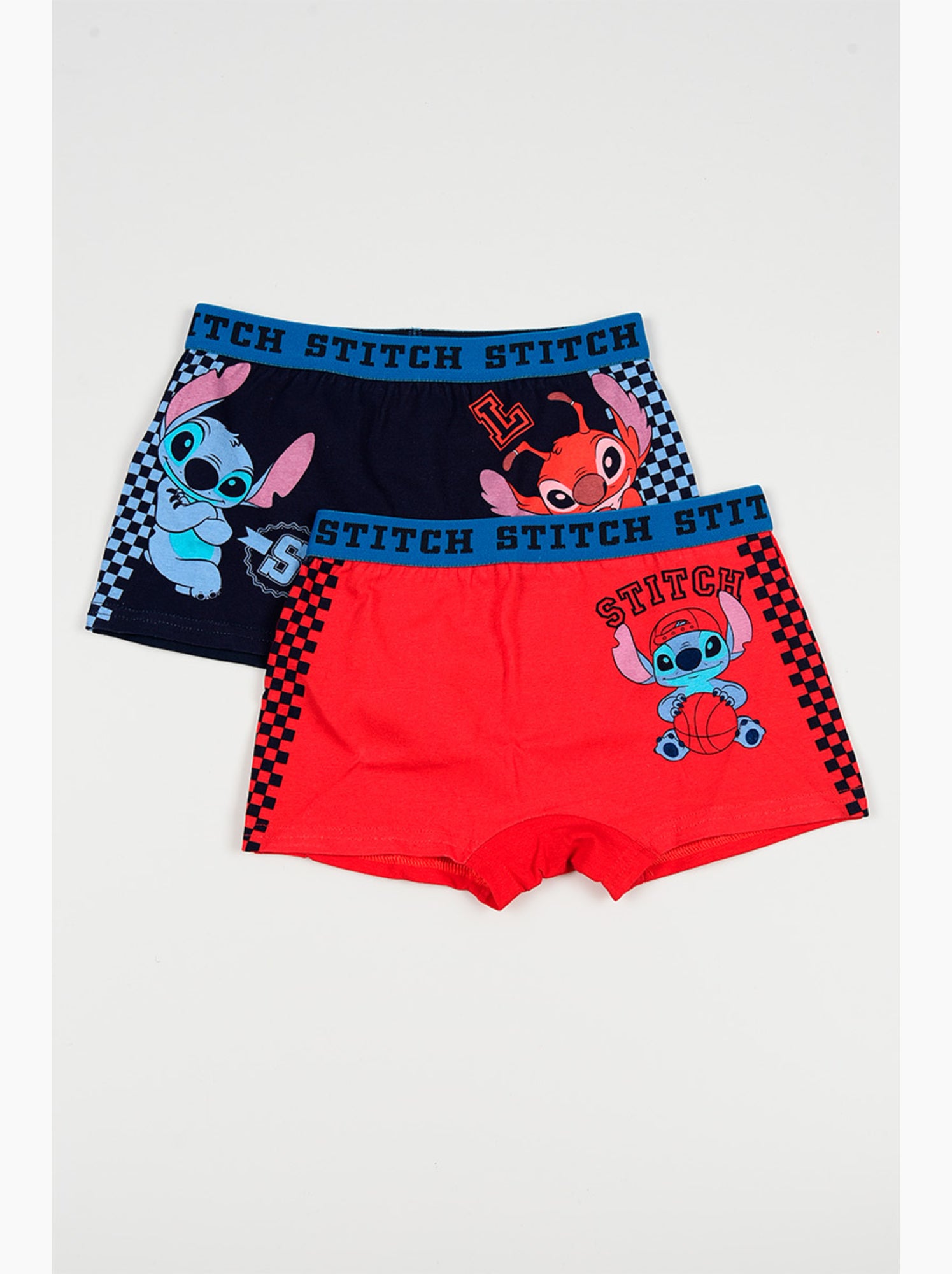 Lot 2 boxers lilo & stitch multicolore| licence officielle - Bleu Rouge