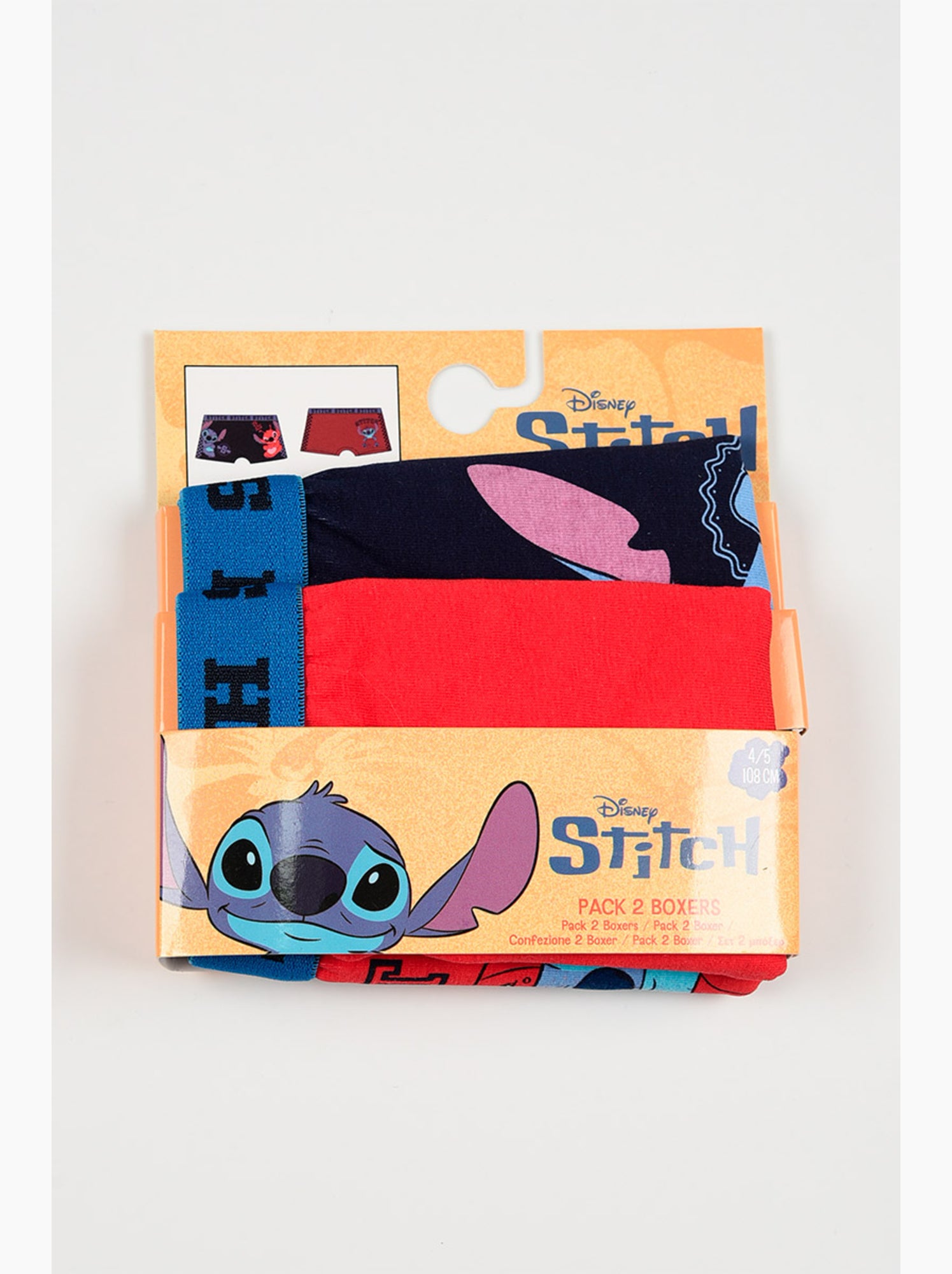 Lot 2 boxers lilo & stitch multicolore| licence officielle - Bleu Rouge