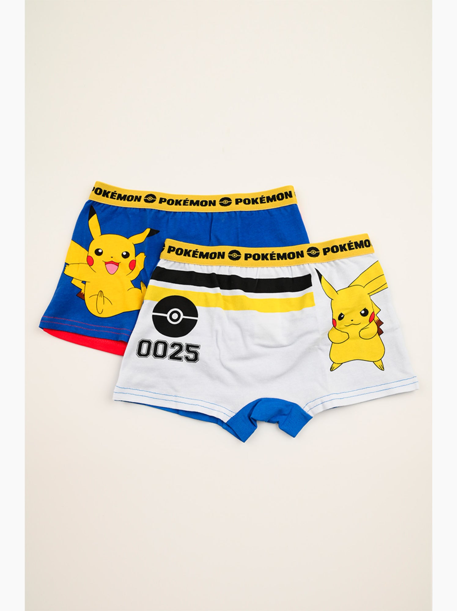 Lot 2 boxers pokémon multicolore| licence officielle - Bleu Blanc Bleu