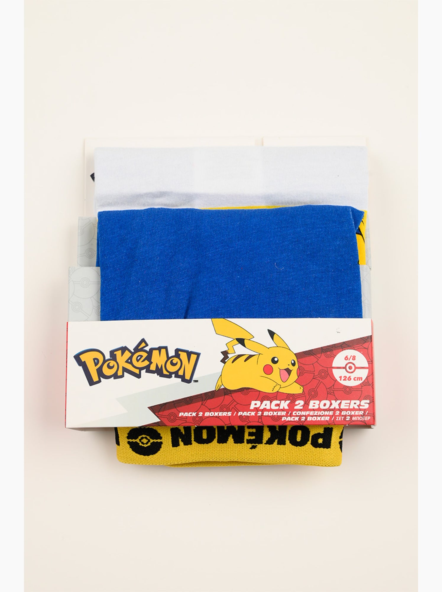 Lot 2 boxers pokémon multicolore| licence officielle - Bleu Blanc Bleu