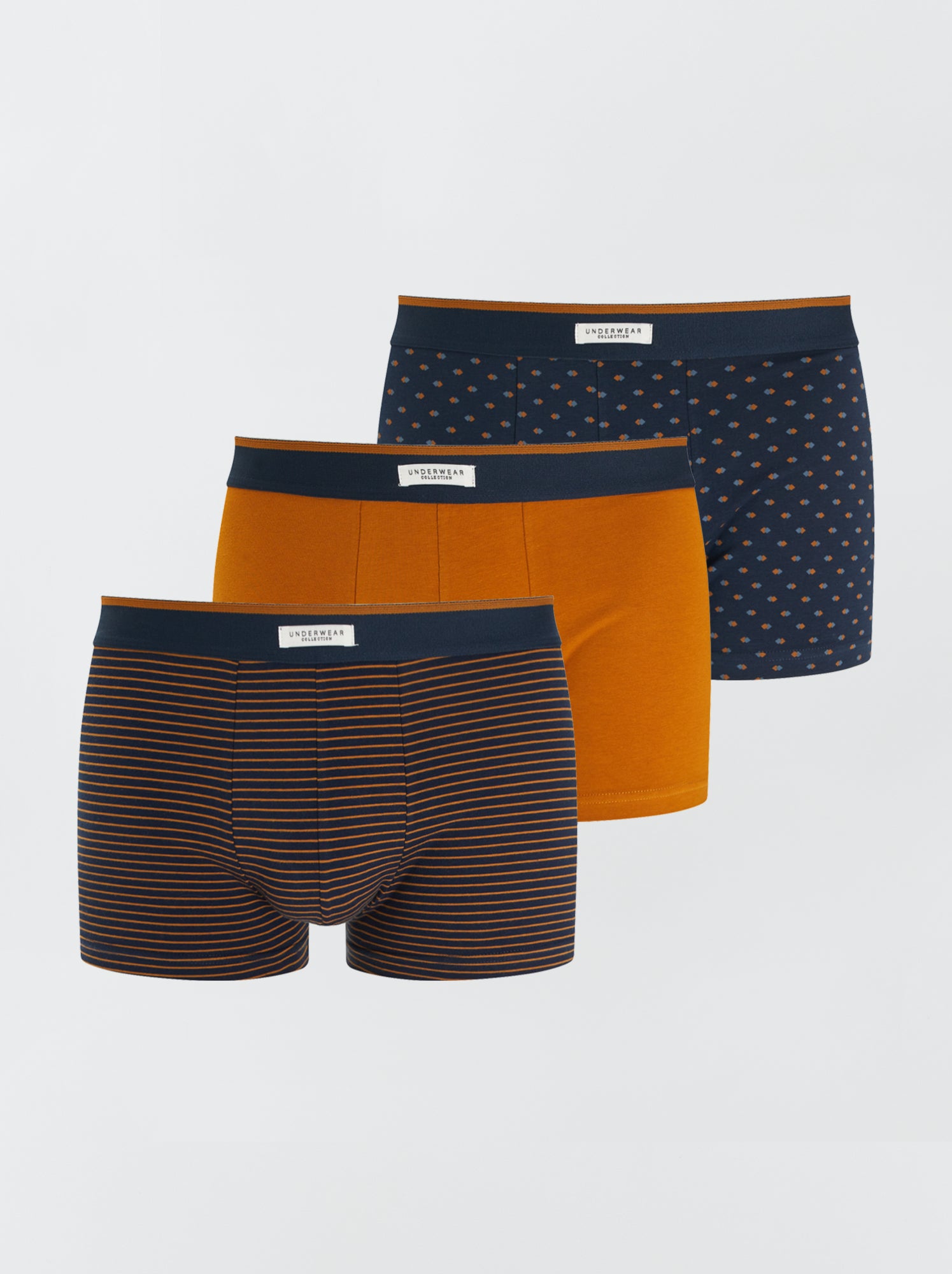 Lot 3 boxers stretch - Moutarde/marine