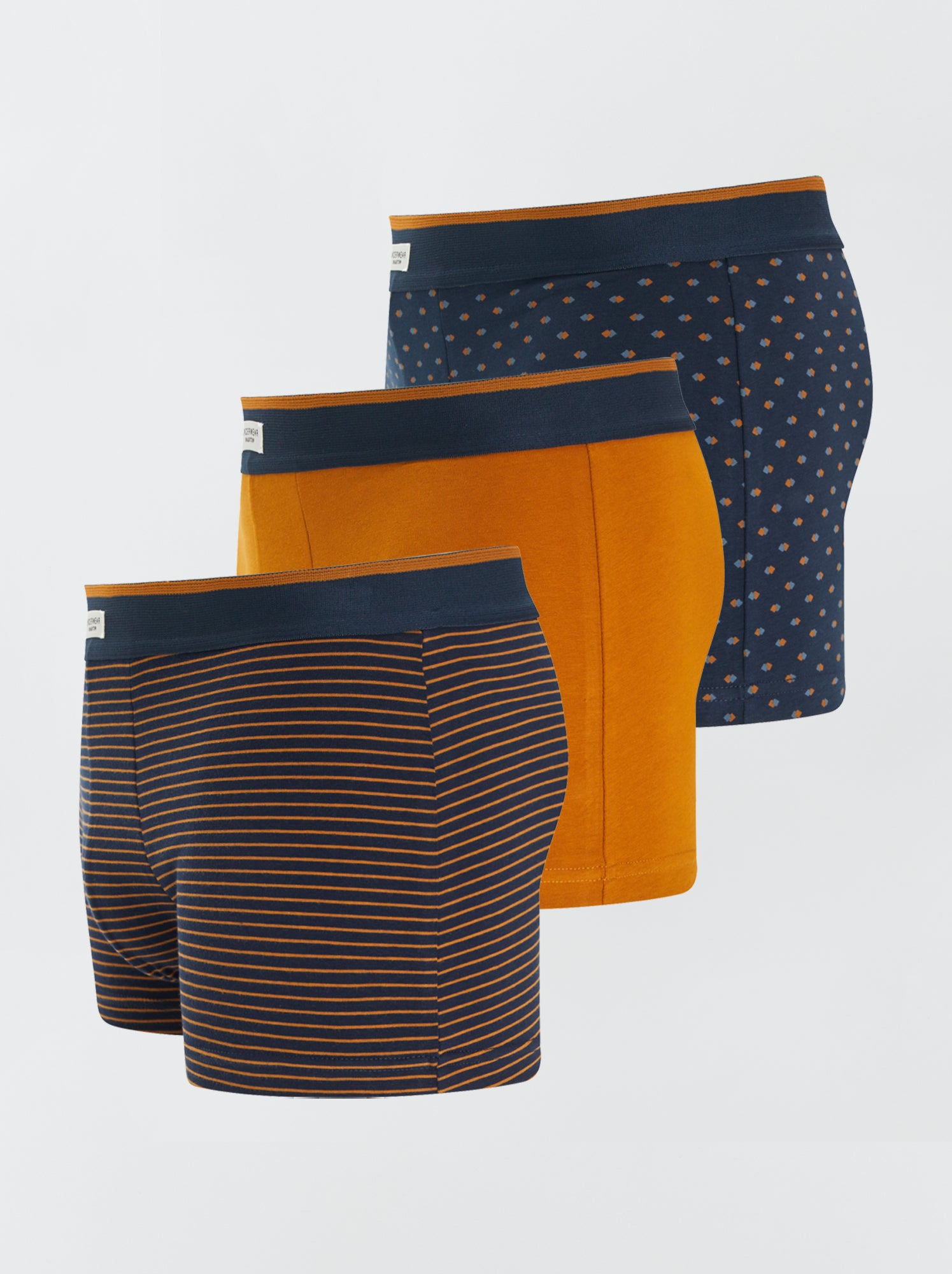 Lot 3 boxers stretch - Moutarde/marine