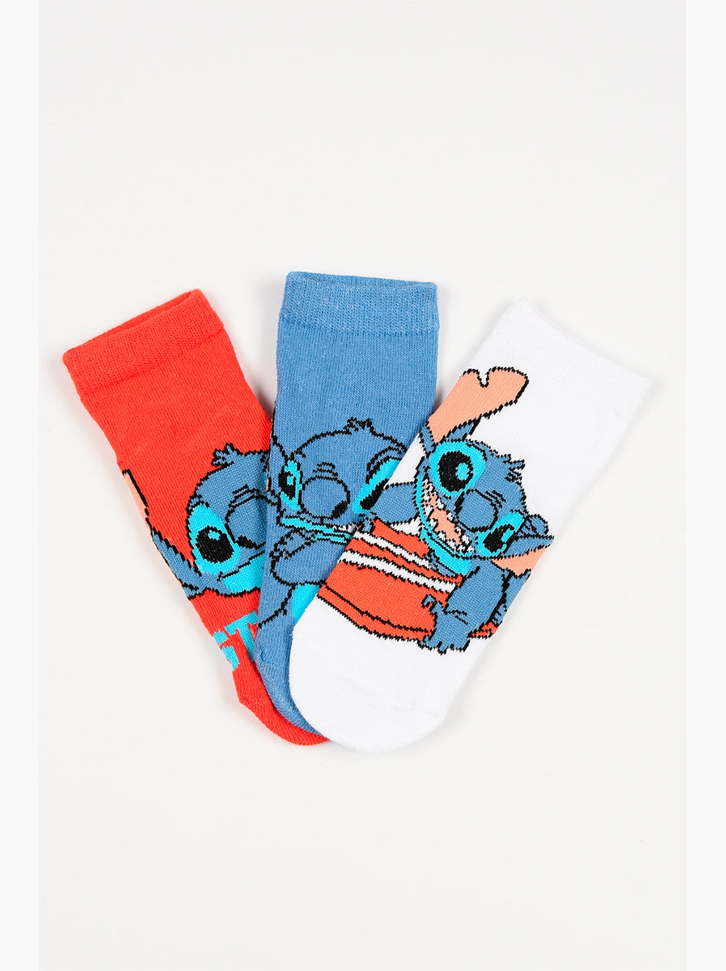 Lot 3 chaussettes basses lilo & stitch multicolore| licence officielle - Blanc Rose Blanc