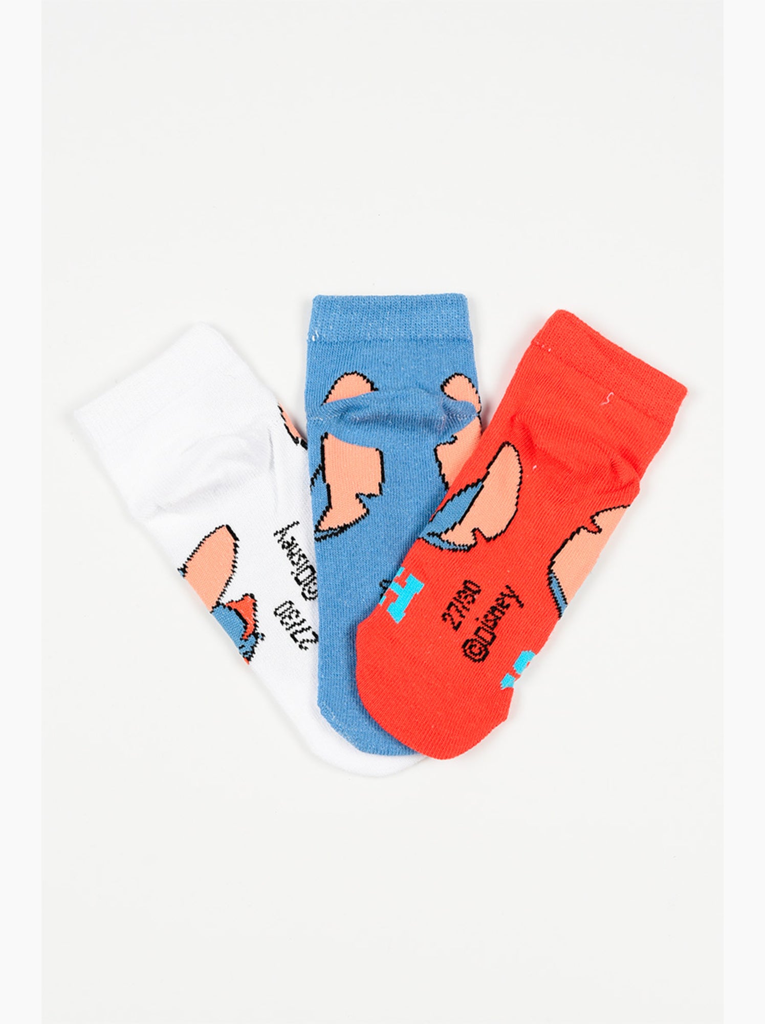 Lot 3 chaussettes basses lilo & stitch multicolore| licence officielle - Blanc Rose Blanc