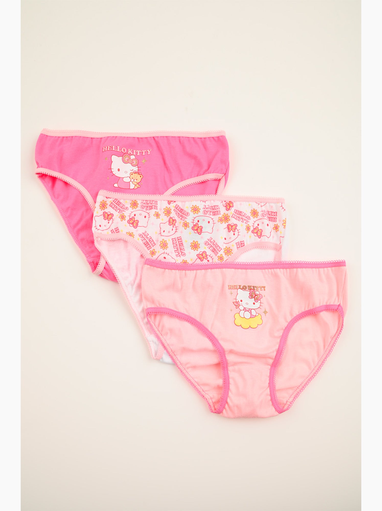 Lot 3 culottes hello kitty multicolore | licence officielle - Blanc Rose Blanc