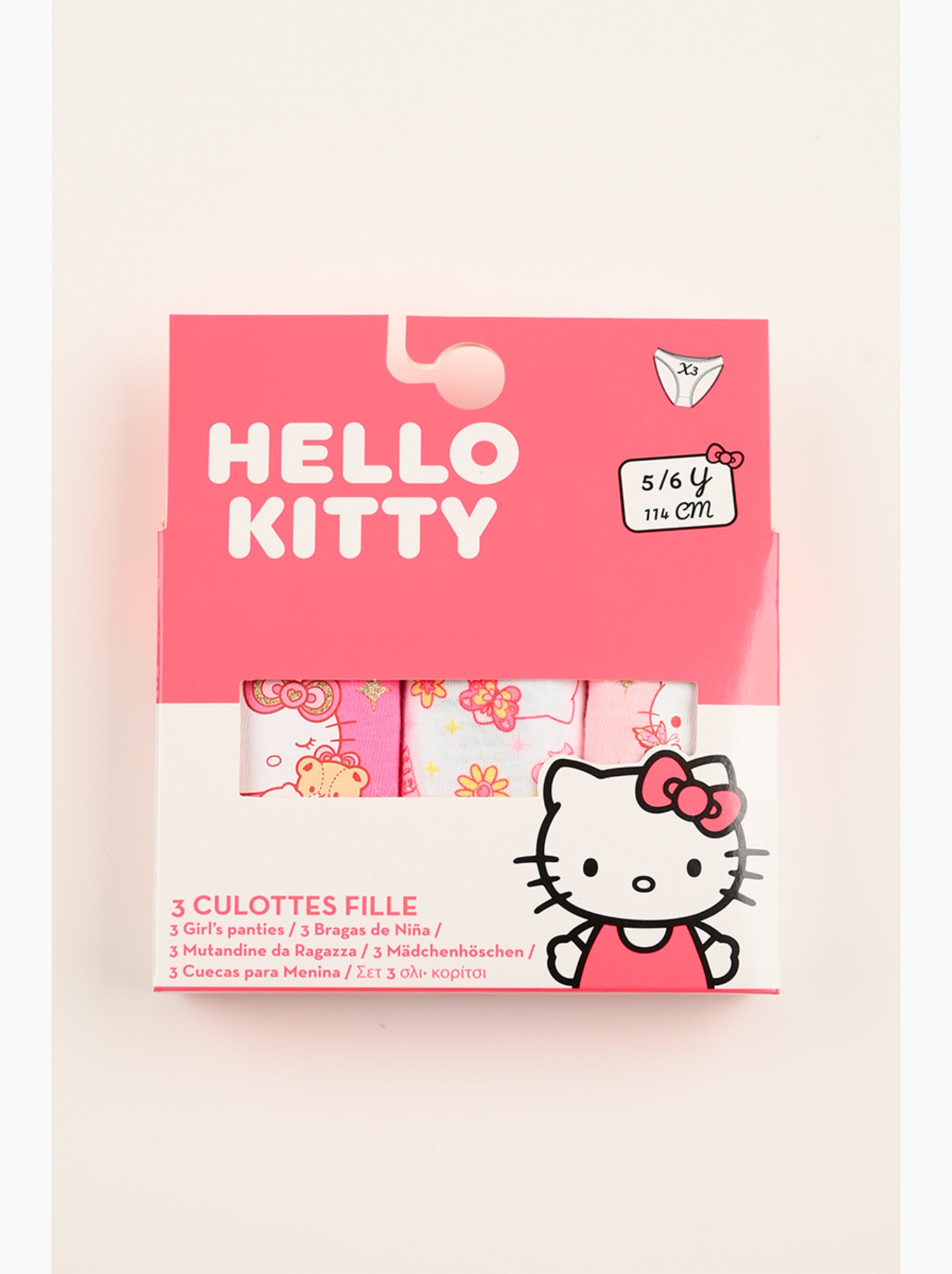 Lot 3 culottes hello kitty multicolore | licence officielle - Blanc Rose Blanc