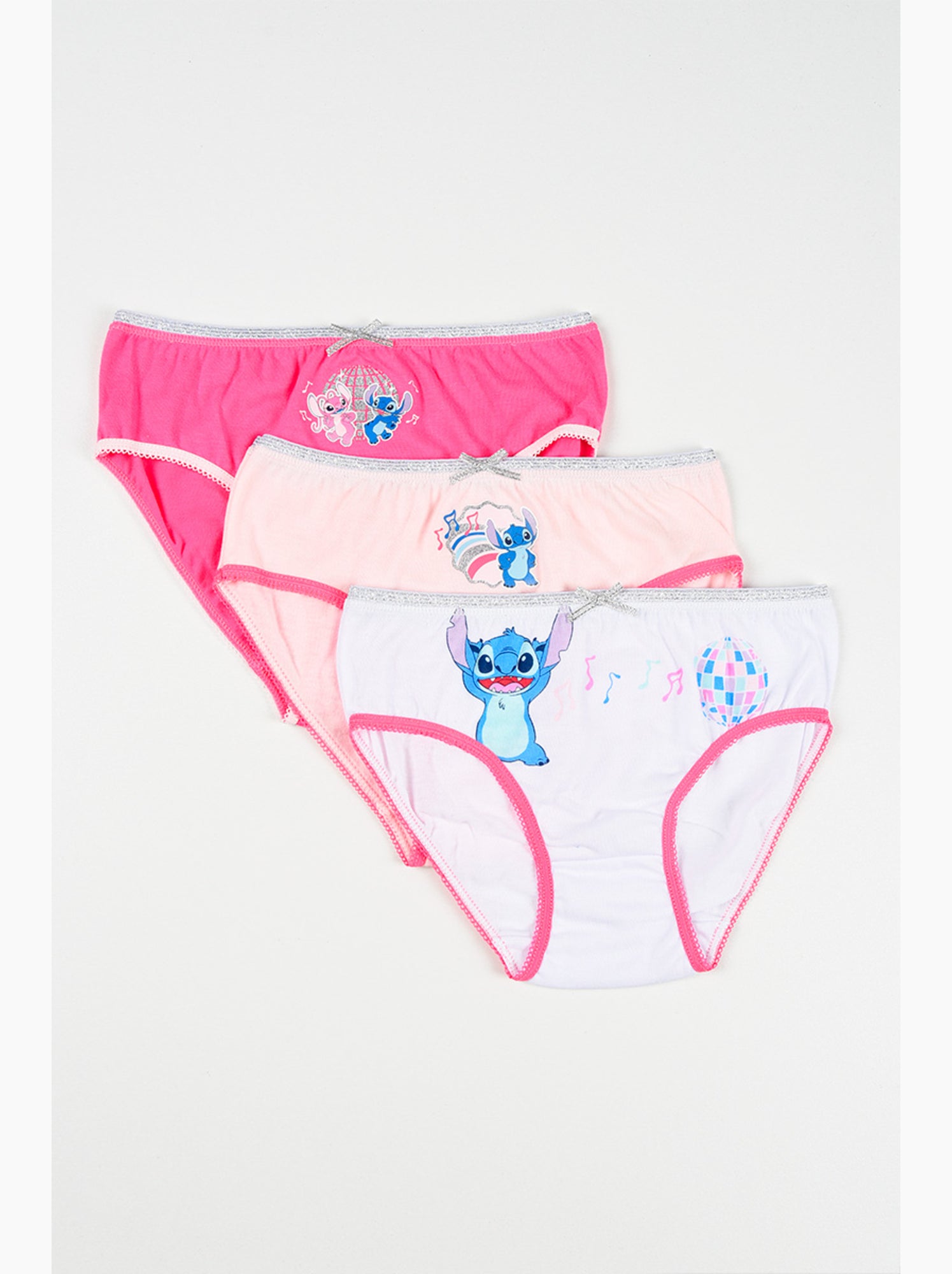 Lot 3 culottes lilo & stitch multicolore | licence officielle - Blanc Rose Blanc