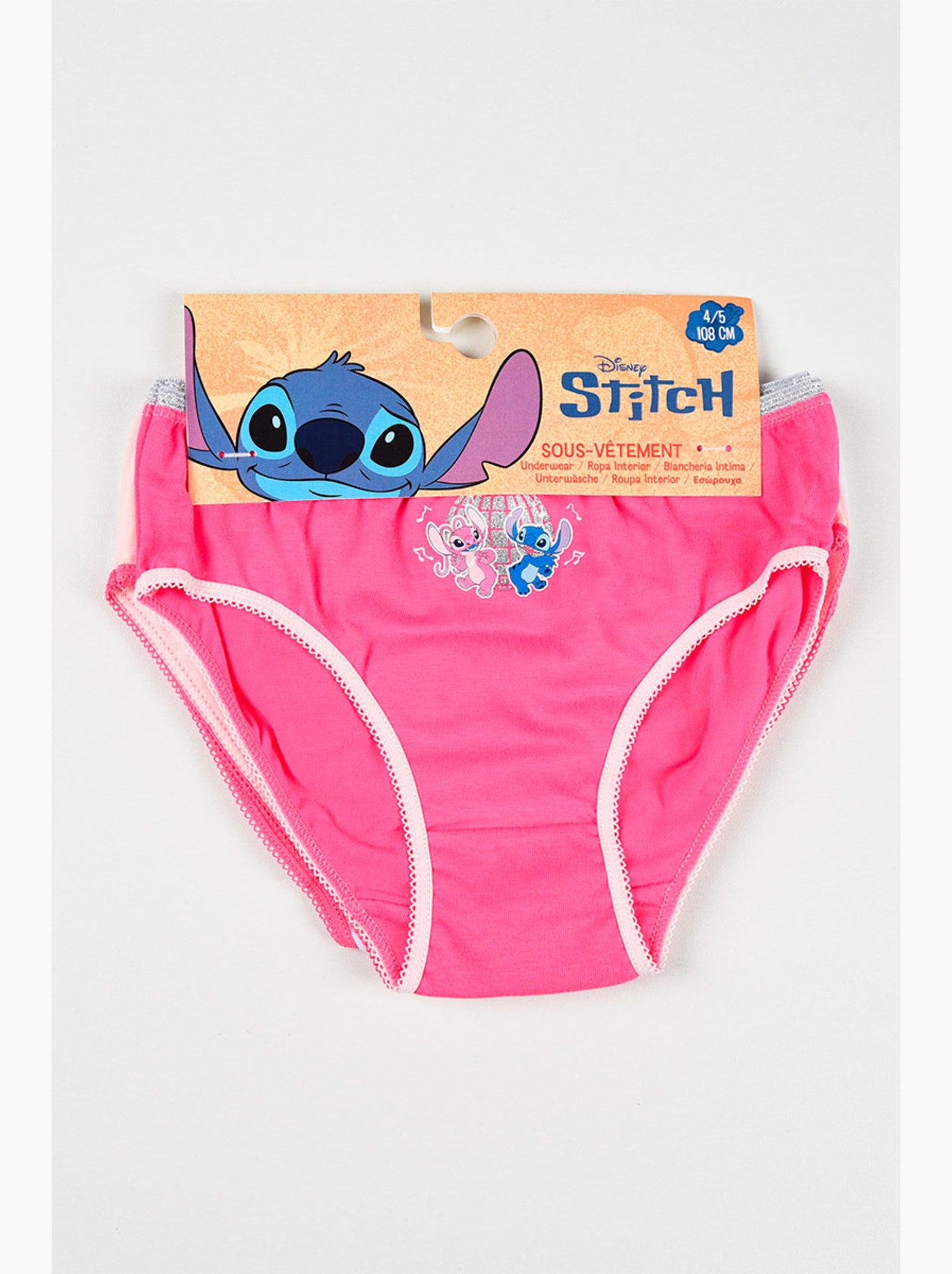 Lot 3 culottes lilo & stitch multicolore | licence officielle - Blanc Rose Blanc