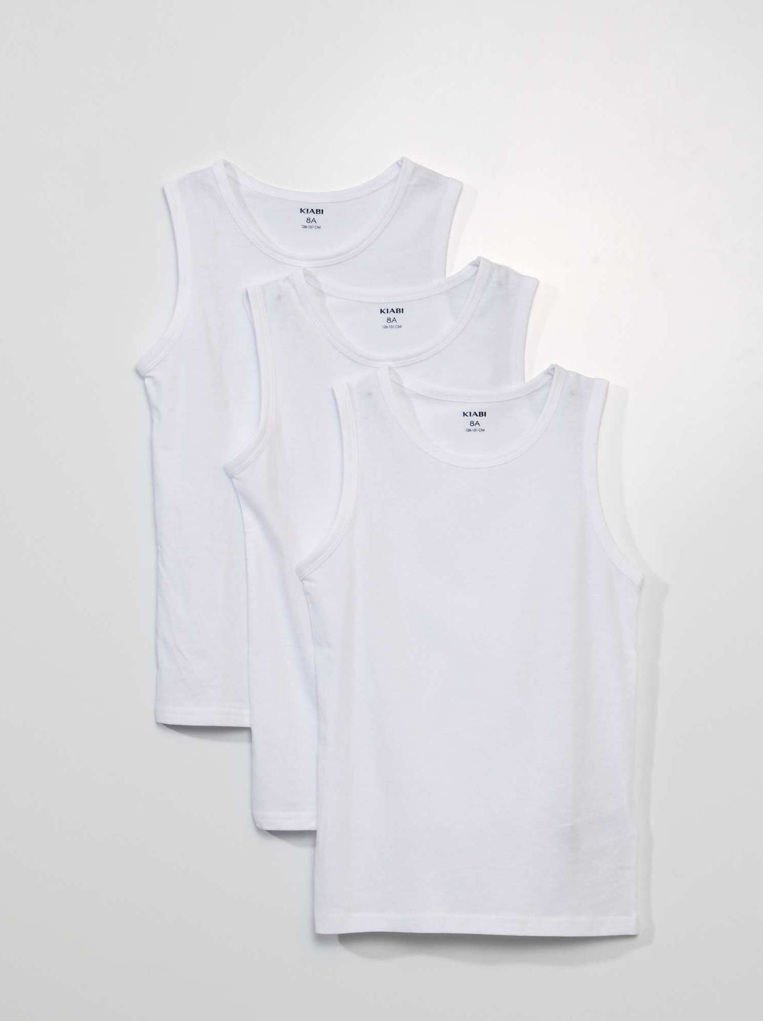 Lot 3 maillots de corps en coton - Blanc