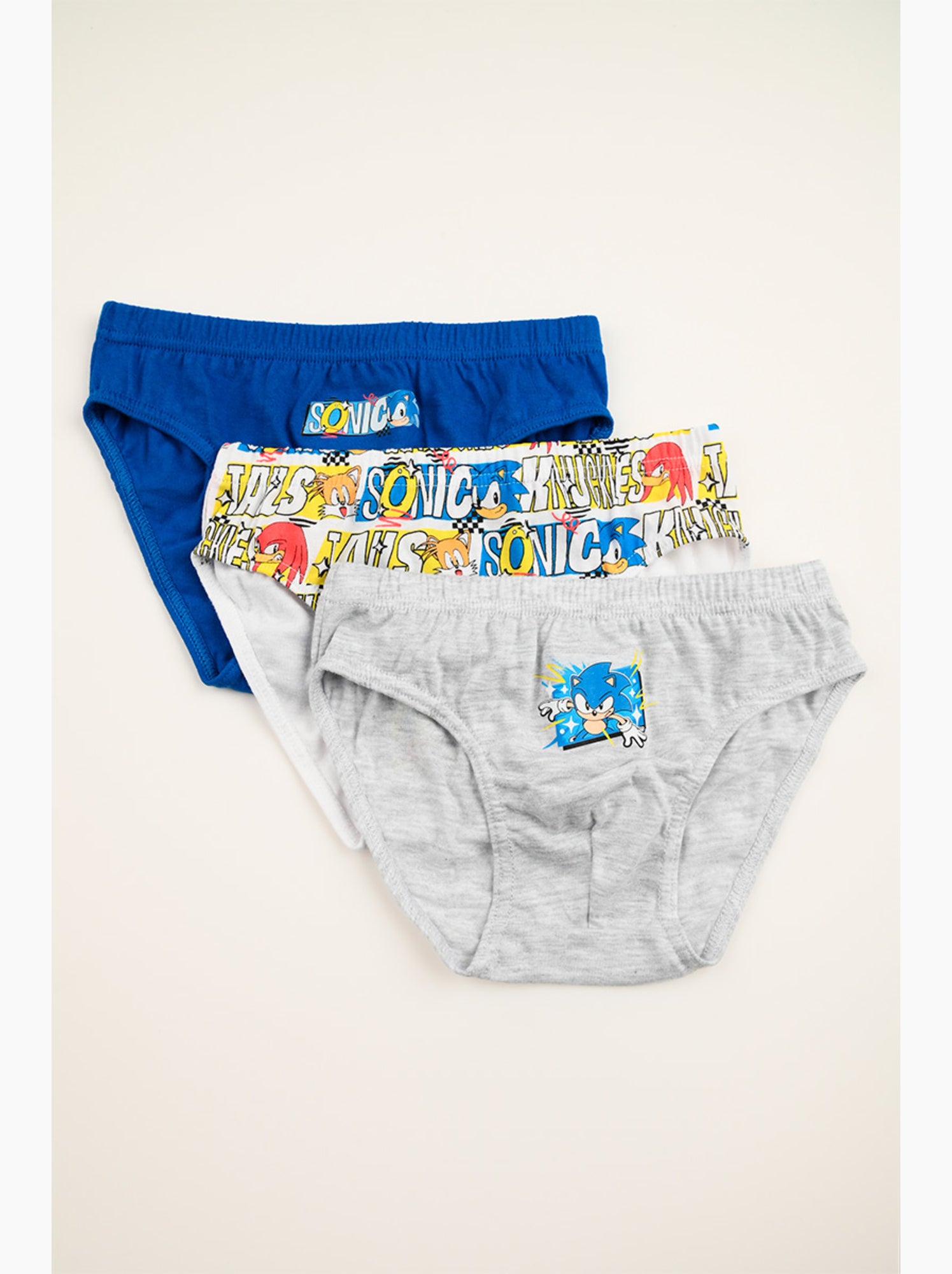 Lot 3 slips sonic multicolore| licence officielle - Bleu/Gris/Blanc perle/Transparent