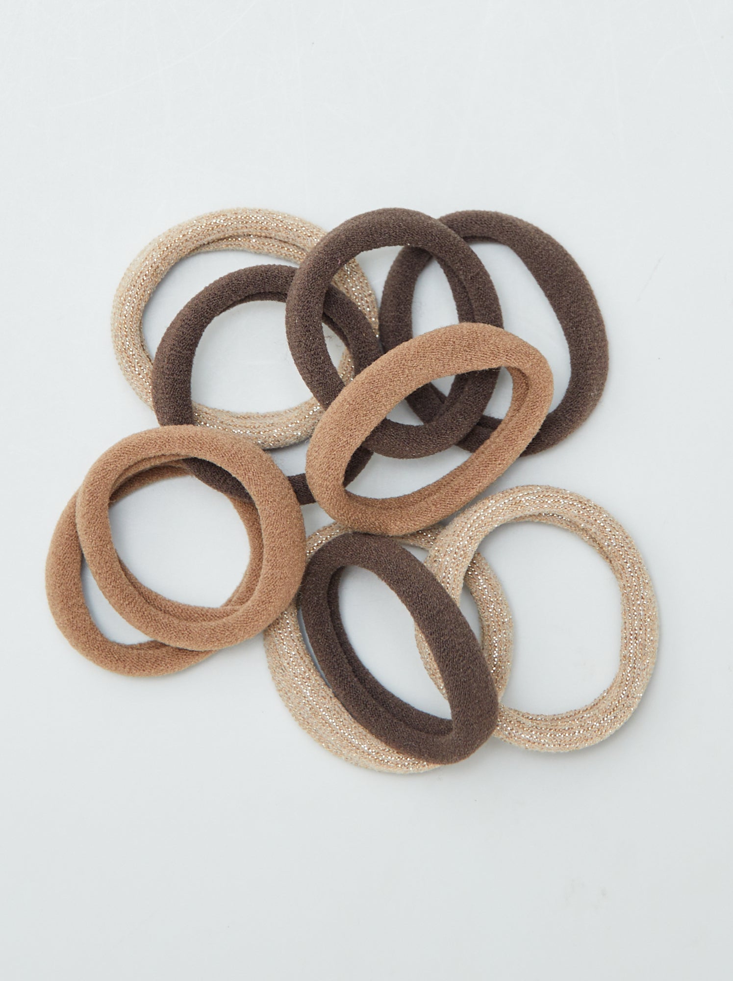 Lot de 10 élastiques pour cheveux - MARRON