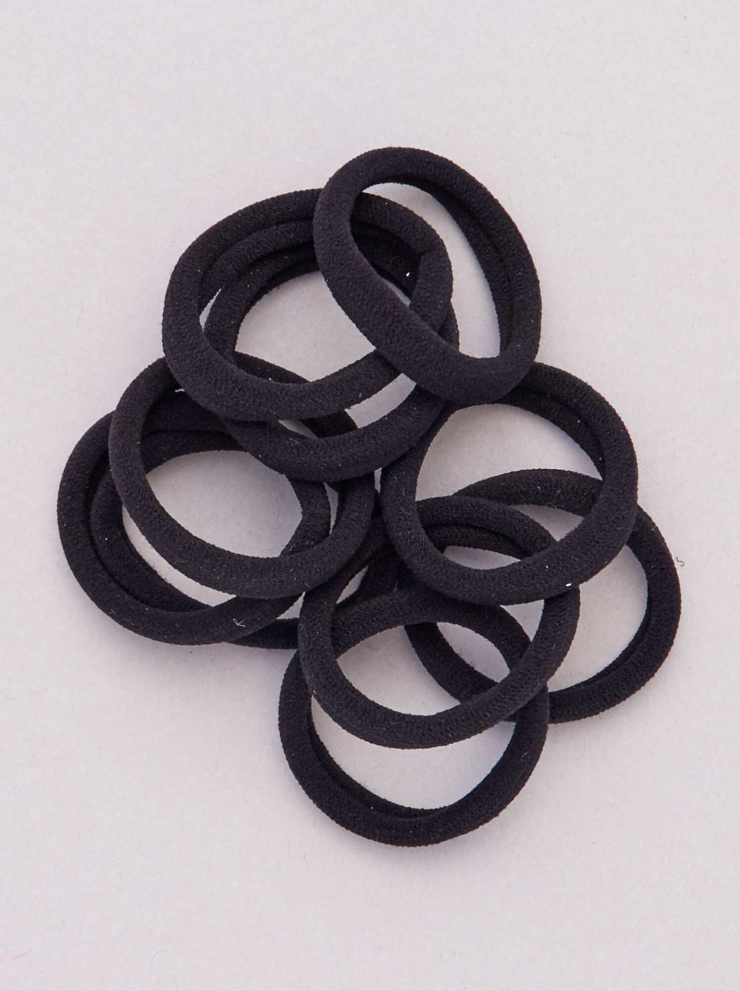 Lot de 10 élastiques pour cheveux - Noir