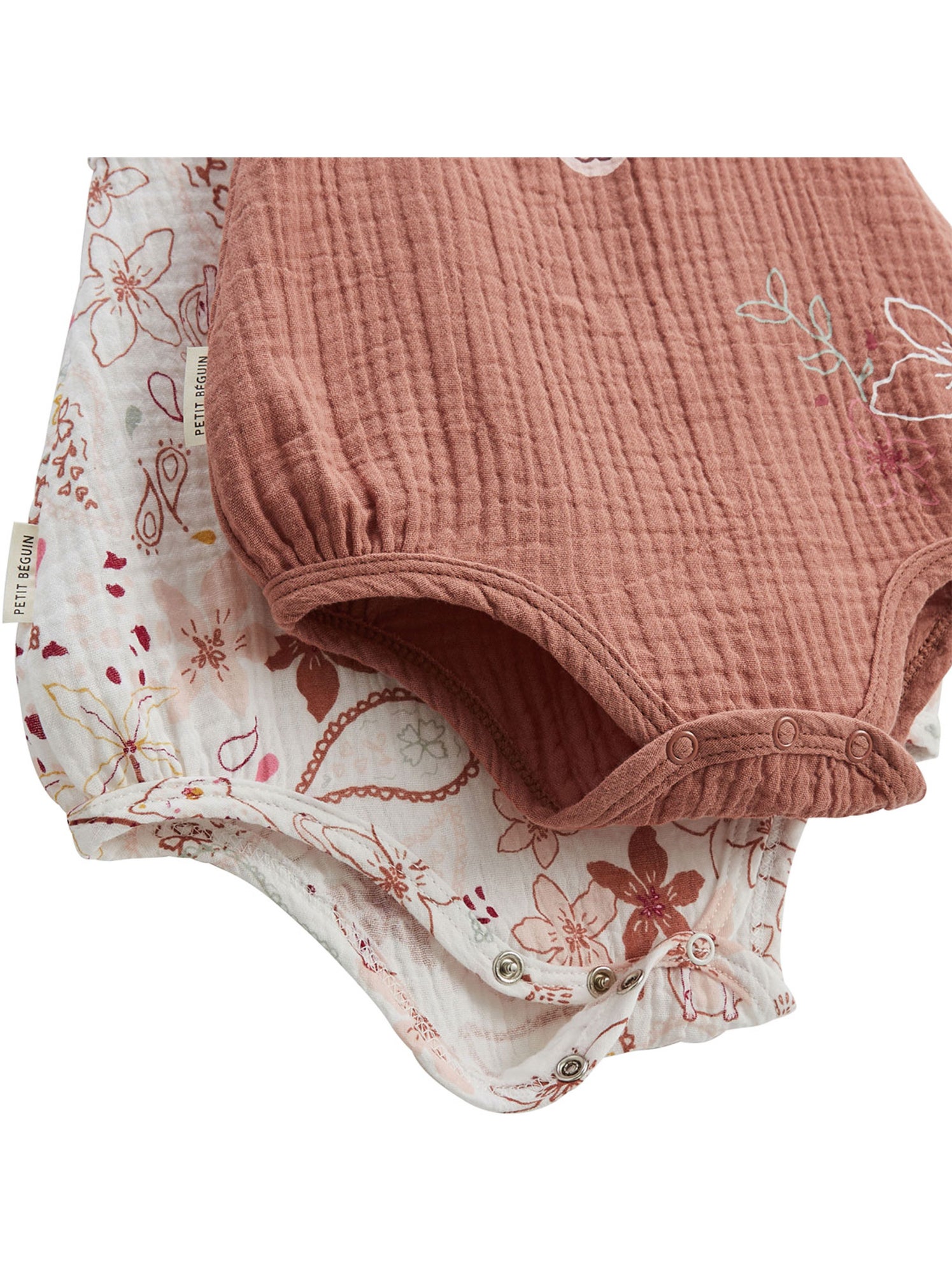 Lot de 2 barboteuses bloomer bébé en gaze de coton arizona - Ecru
