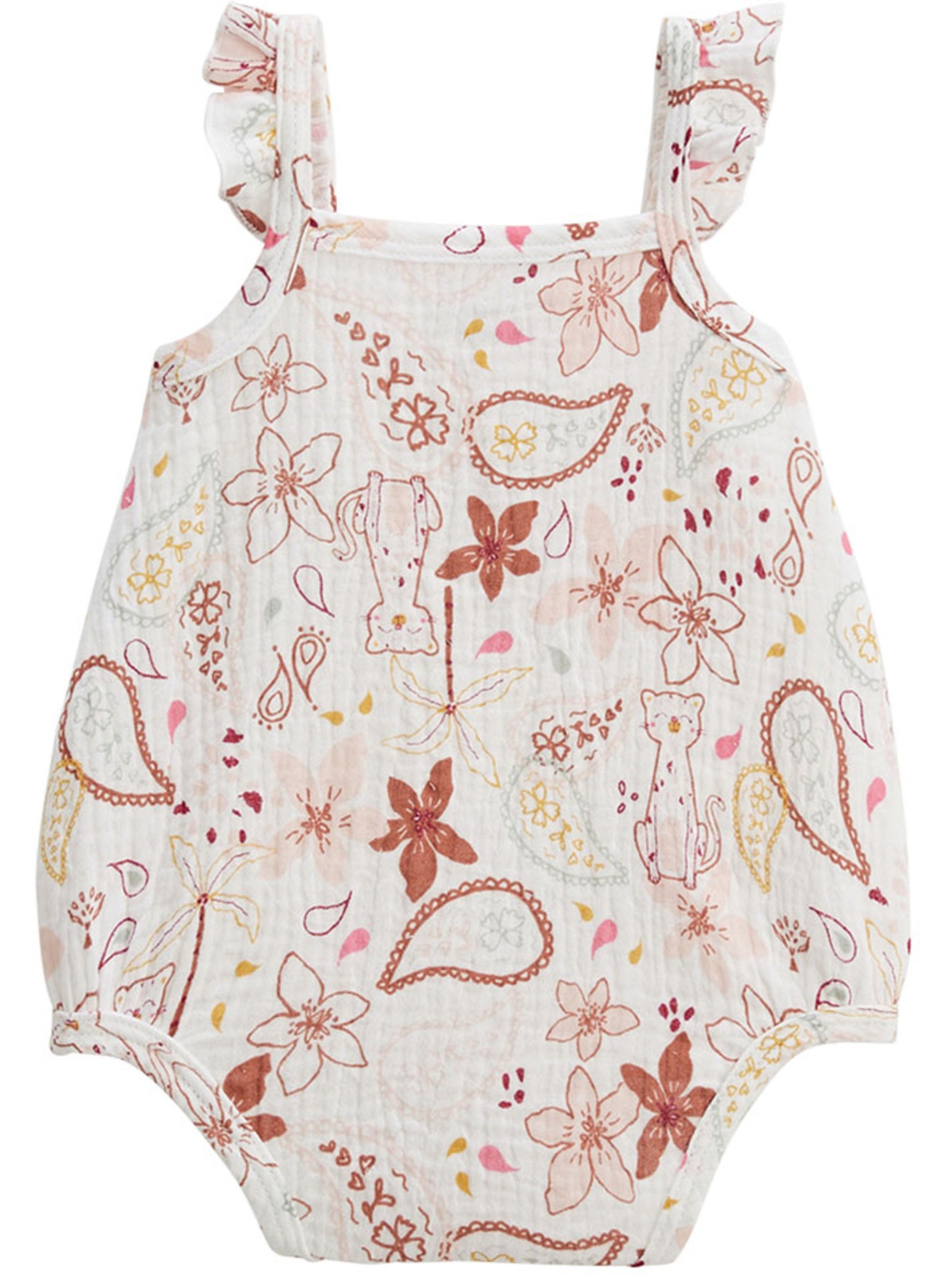 Lot de 2 barboteuses bloomer bébé en gaze de coton arizona - Ecru