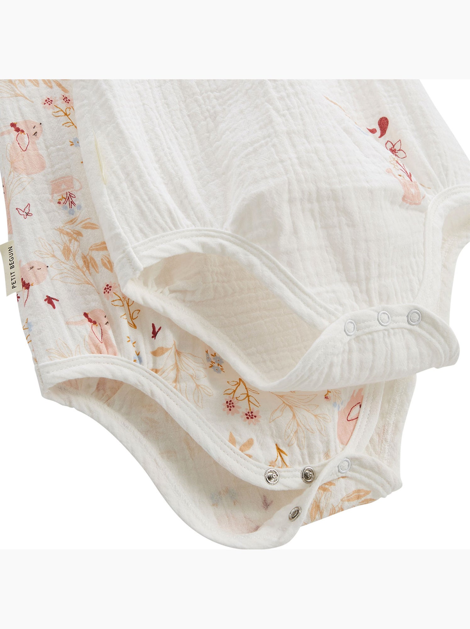 Lot de 2 barboteuses bloomer bébé en gaze de coton praline - Ecru
