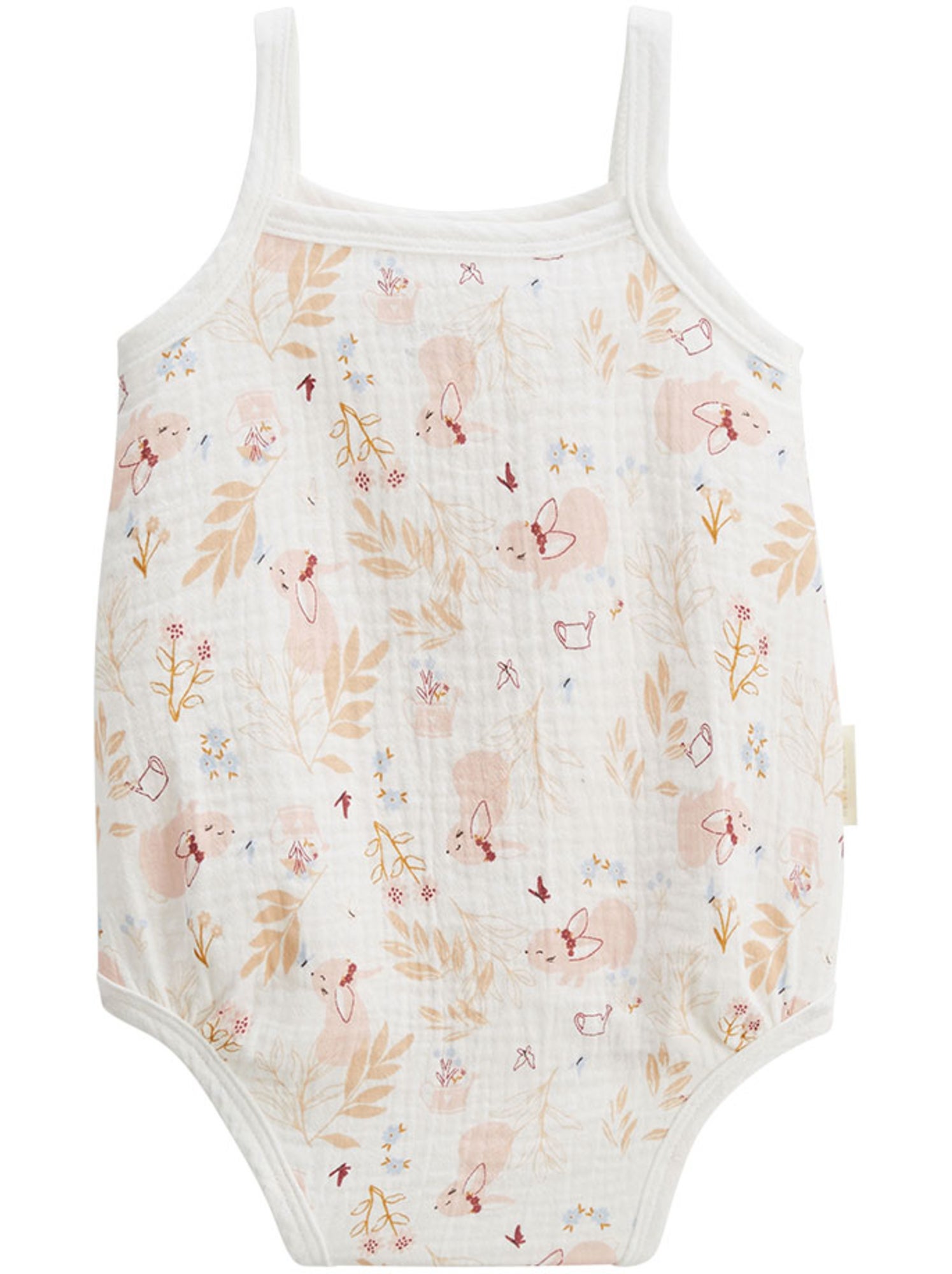 Lot de 2 barboteuses bloomer bébé en gaze de coton praline - Ecru