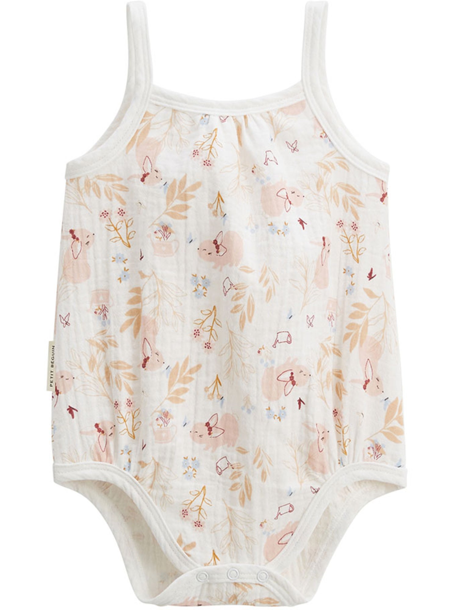 Lot de 2 barboteuses bloomer bébé en gaze de coton praline - Ecru