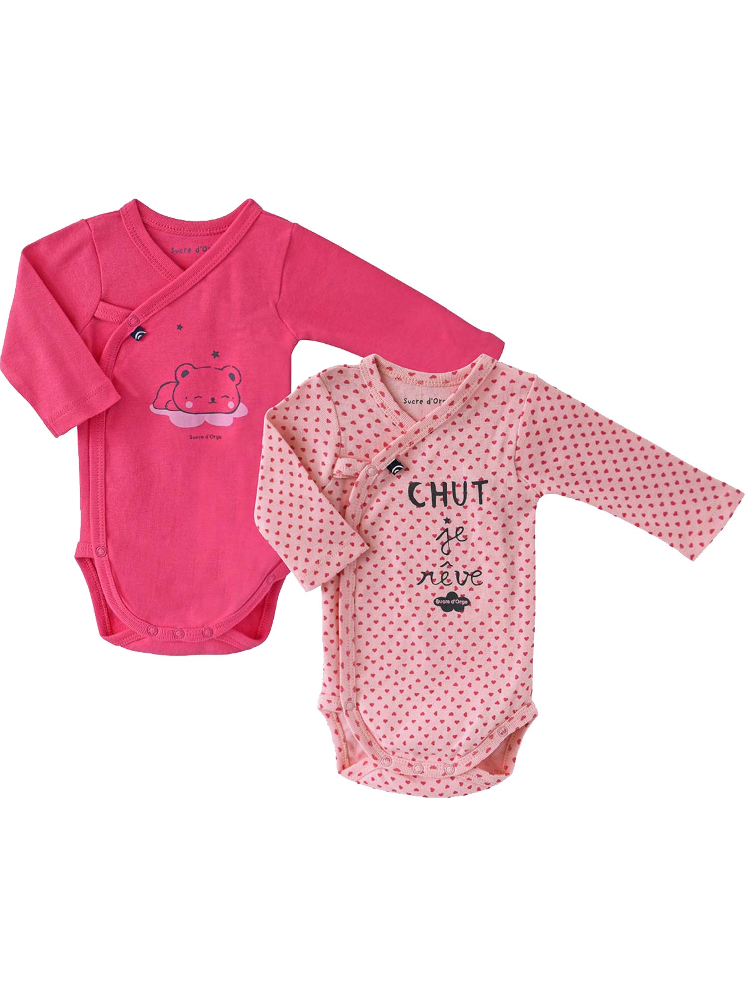 Lot de 2 bodies astrid sucre d'orge - Rose