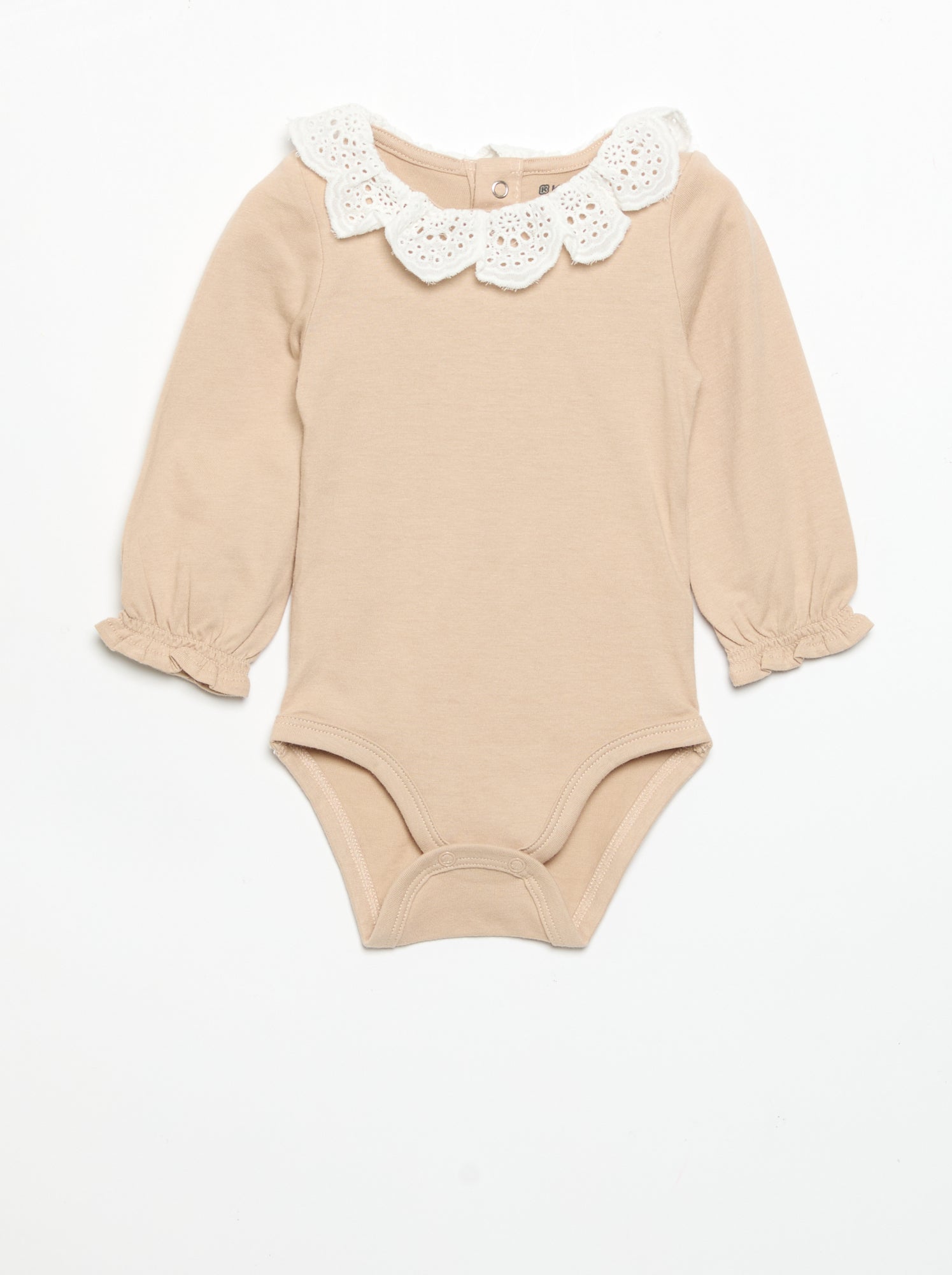 Lot de 2 bodies avec col en broderie anglaise - Beige