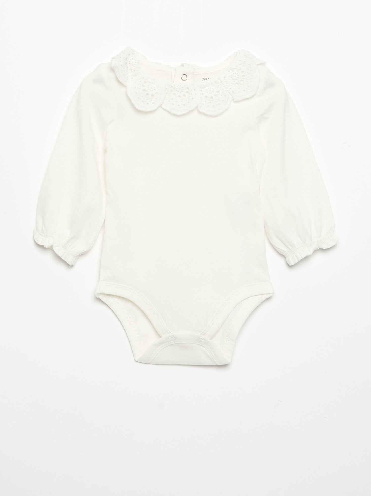 Lot de 2 bodies avec col en broderie anglaise - Blanc