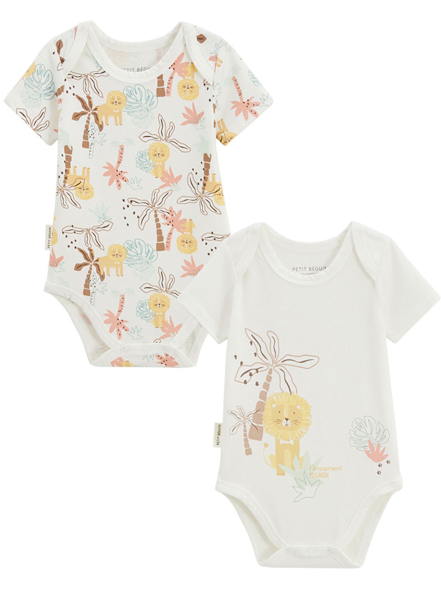 Lot de 2 bodies bébé manches courtes auguste - Jaune