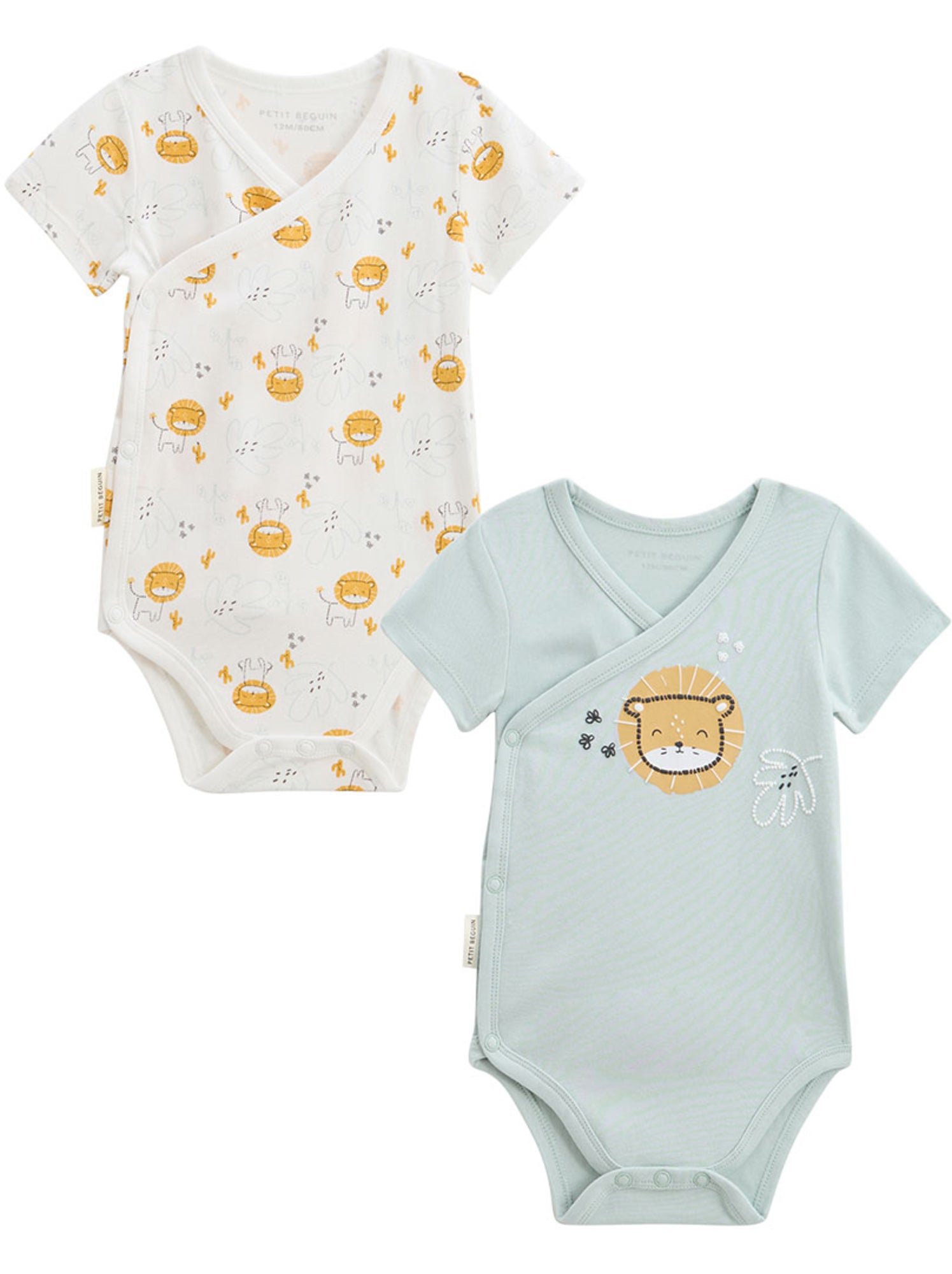 Lot de 2 bodies bébé manches courtes ouverture croisée elio - Bleu