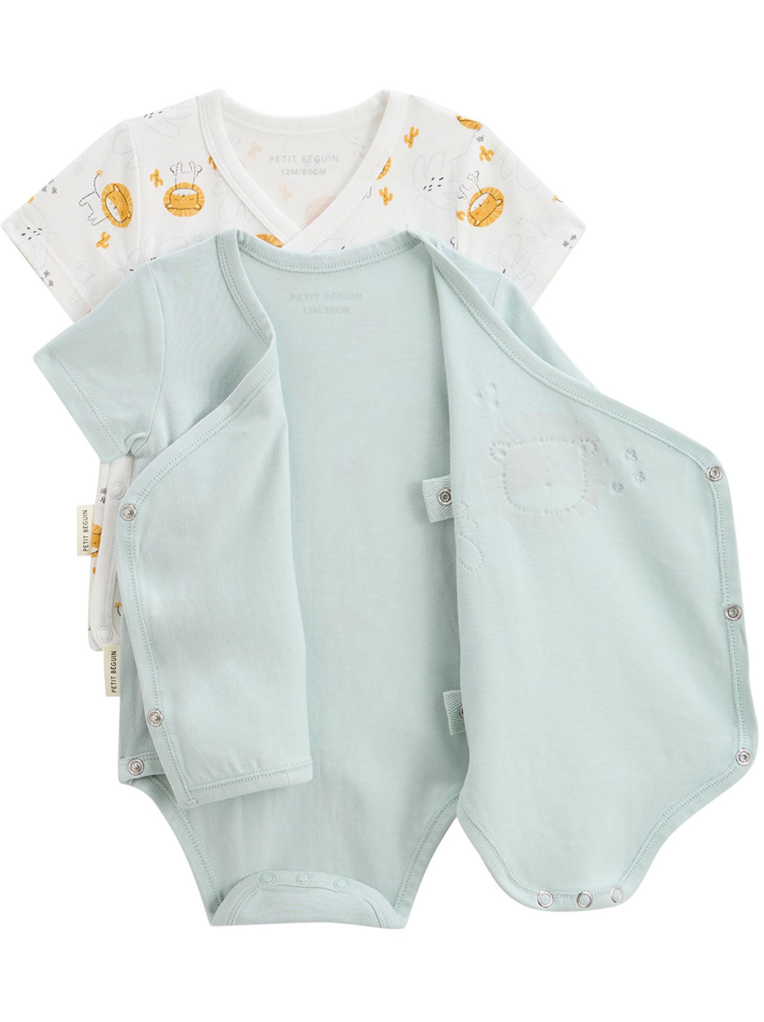 Lot de 2 bodies bébé manches courtes ouverture croisée elio - Bleu