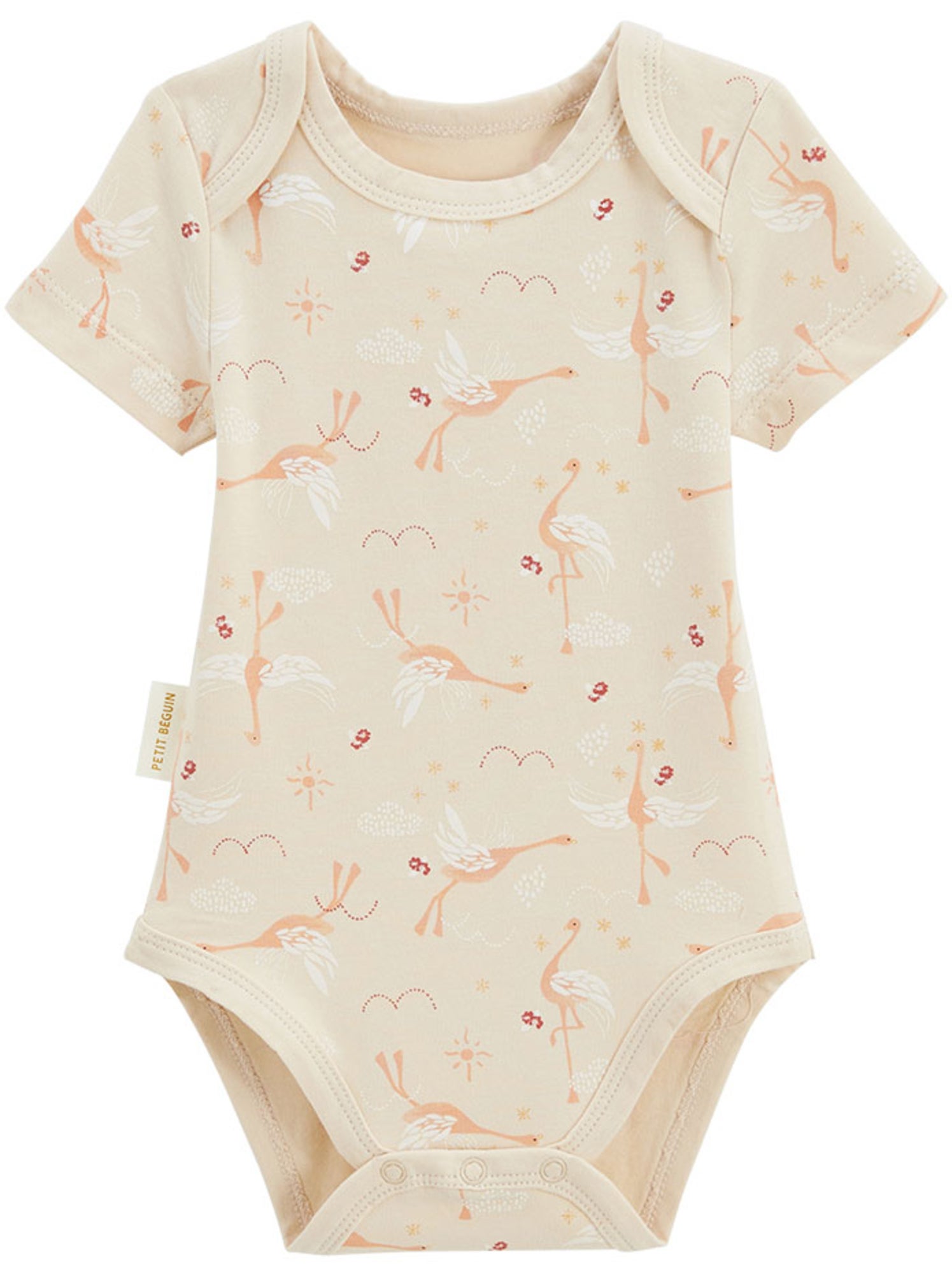 Lot de 2 bodies bébé manches courtes poésie d'été - Beige clair