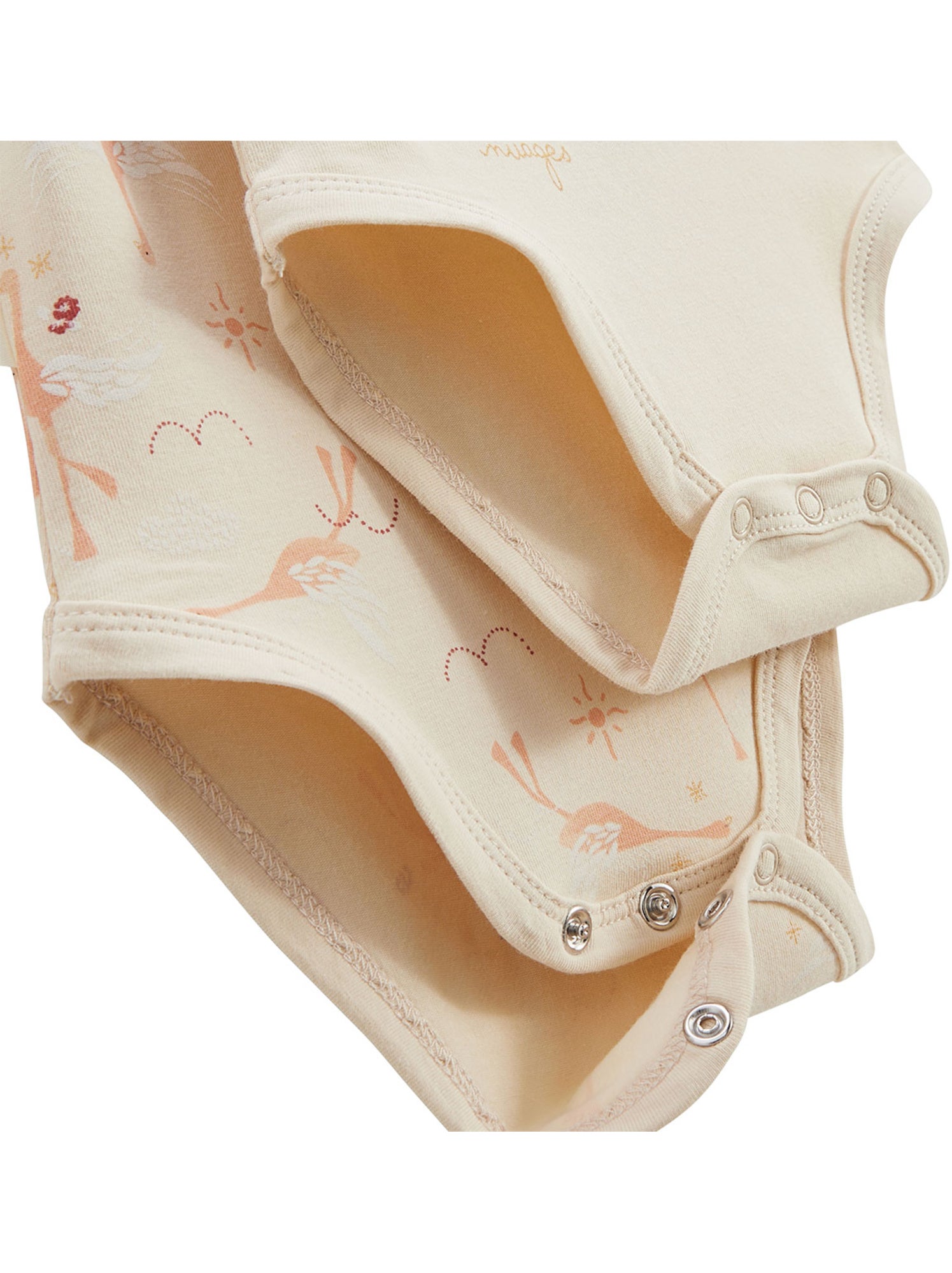 Lot de 2 bodies bébé manches courtes poésie d'été - Beige clair