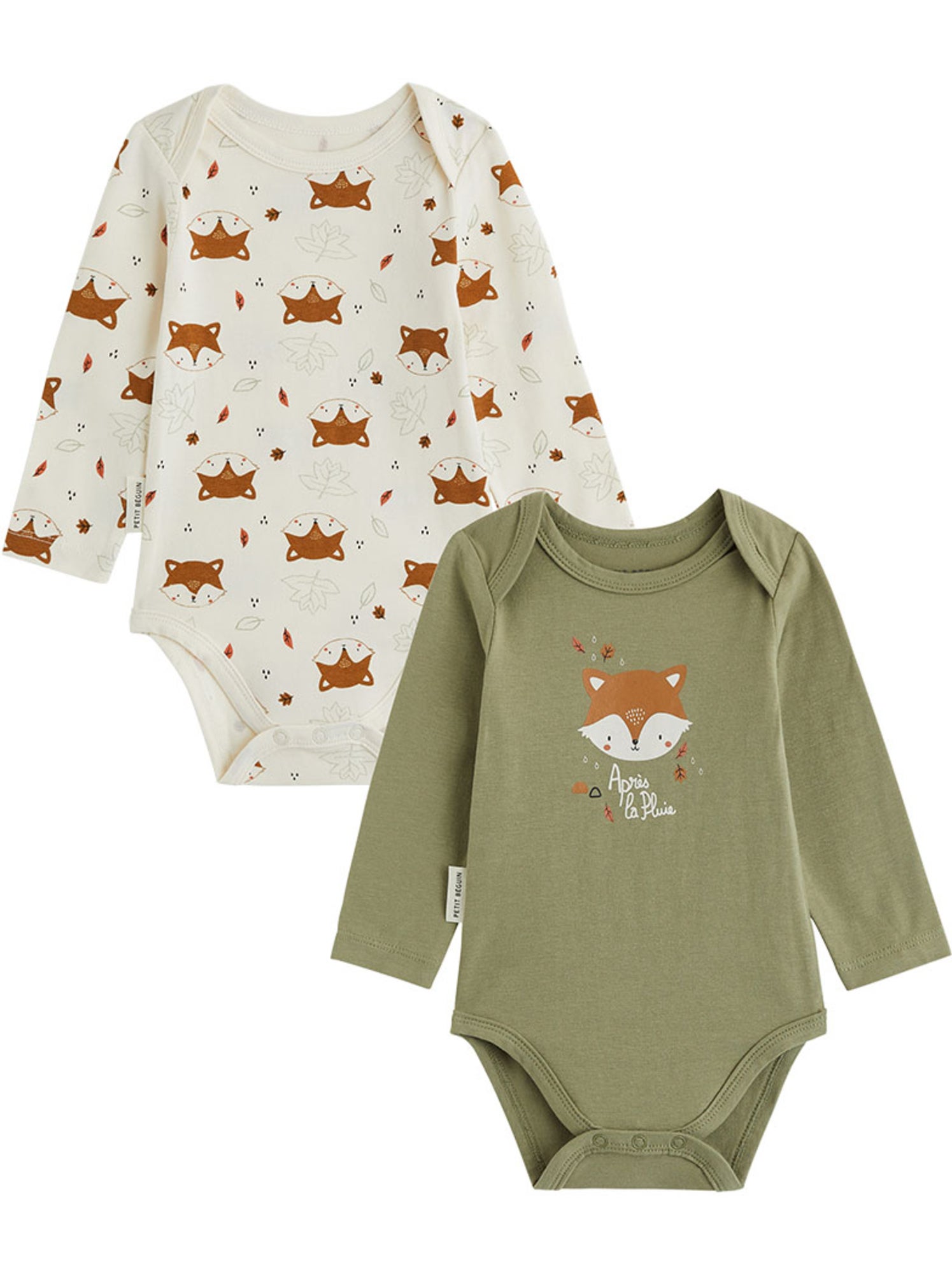 Lot de 2 bodies bébé manches longues ginkgo - Vert