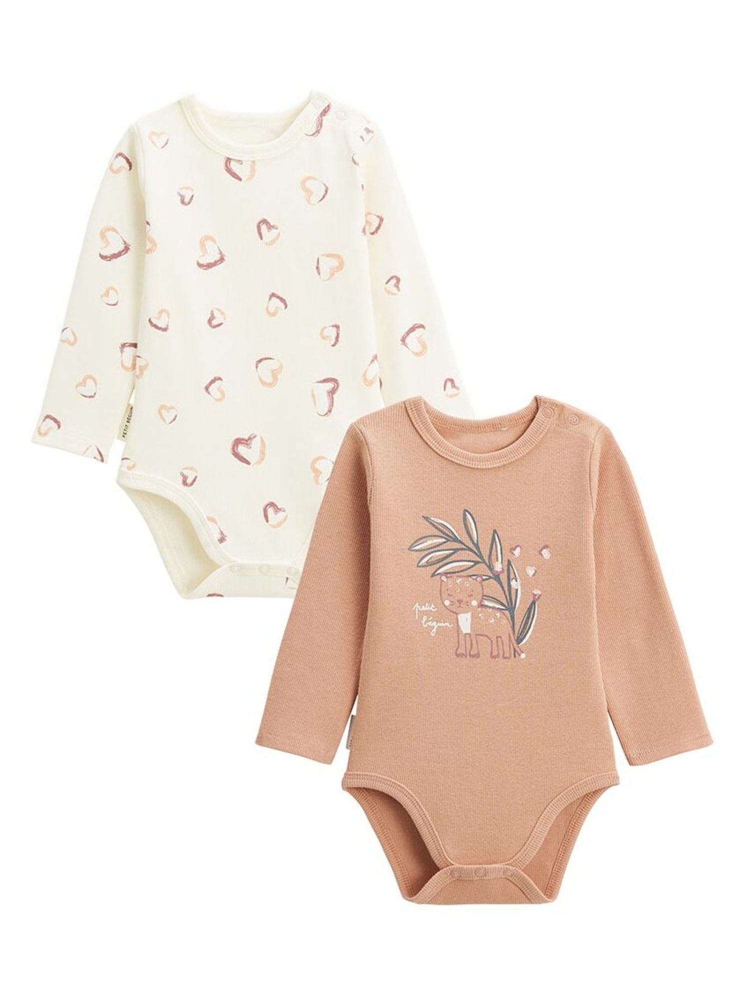 Lot de 2 bodies bébé manches longues matcha - Rose