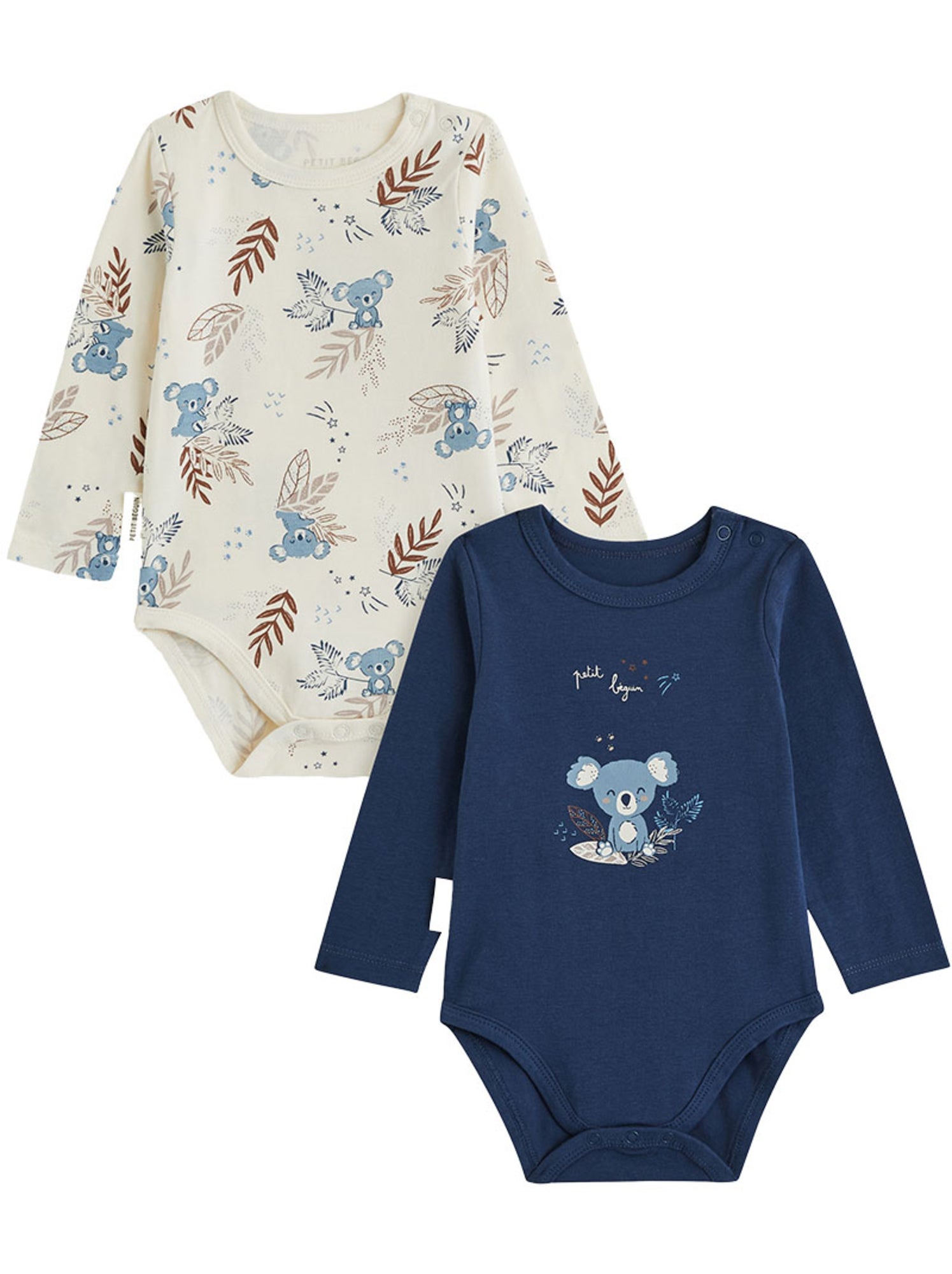 Lot de 2 bodies bébé manches longues mathéo - Bleu