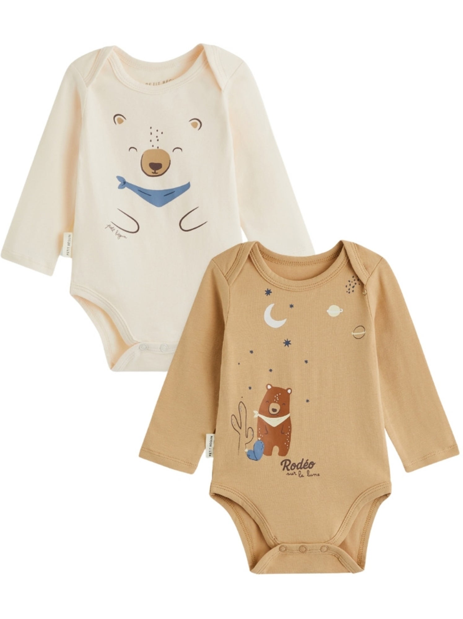 Lot de 2 bodies bébé manches longues moka - Marron