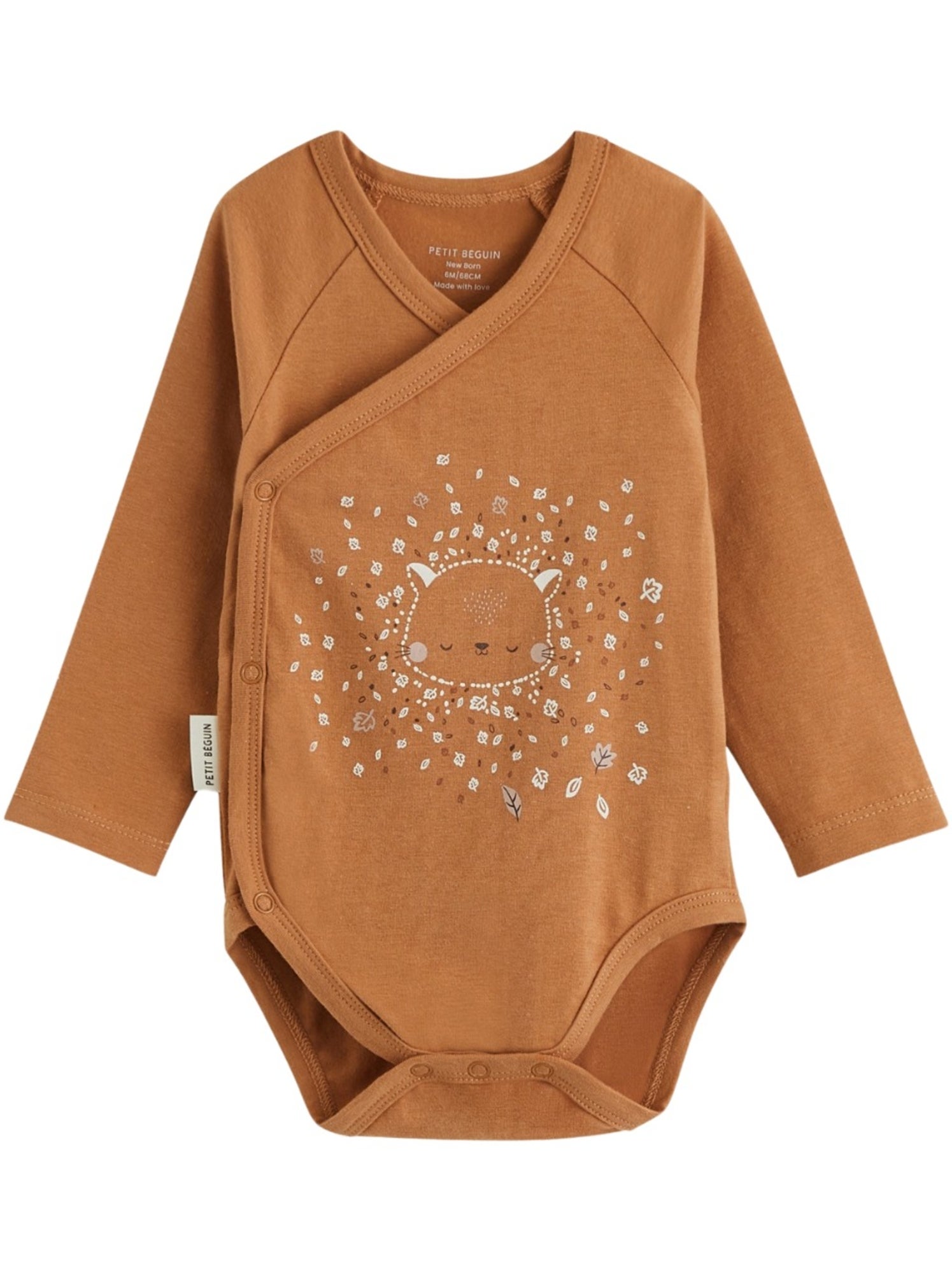 Lot de 2 bodies bébé manches longues ouverture croisée caramel - Marron