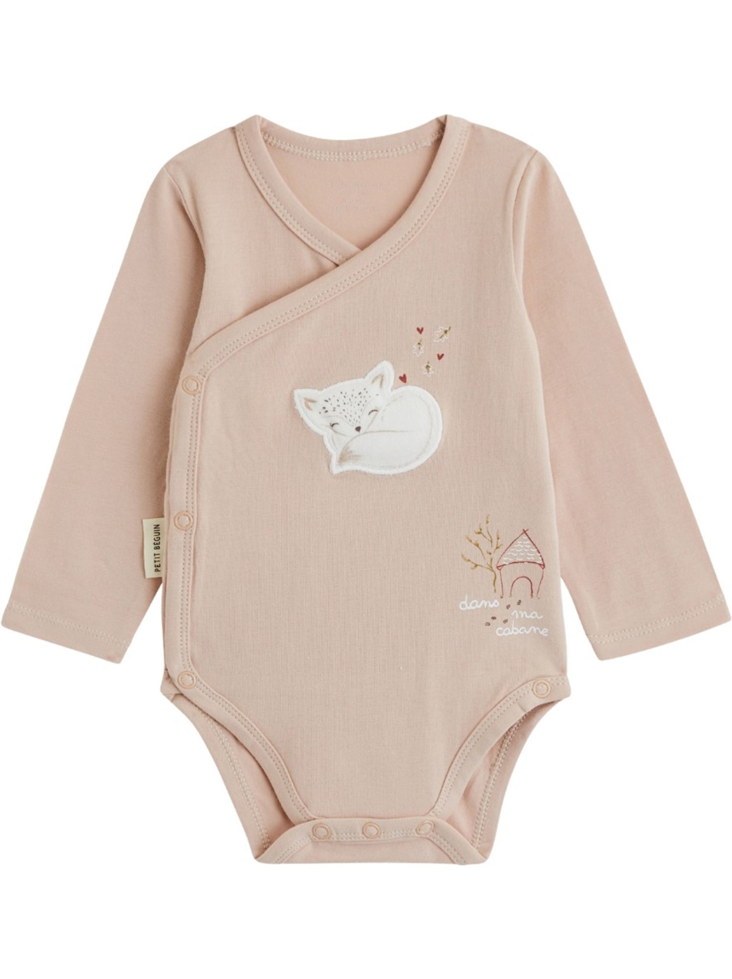 Lot de 2 bodies bébé manches longues ouverture croisée doucette - Rose