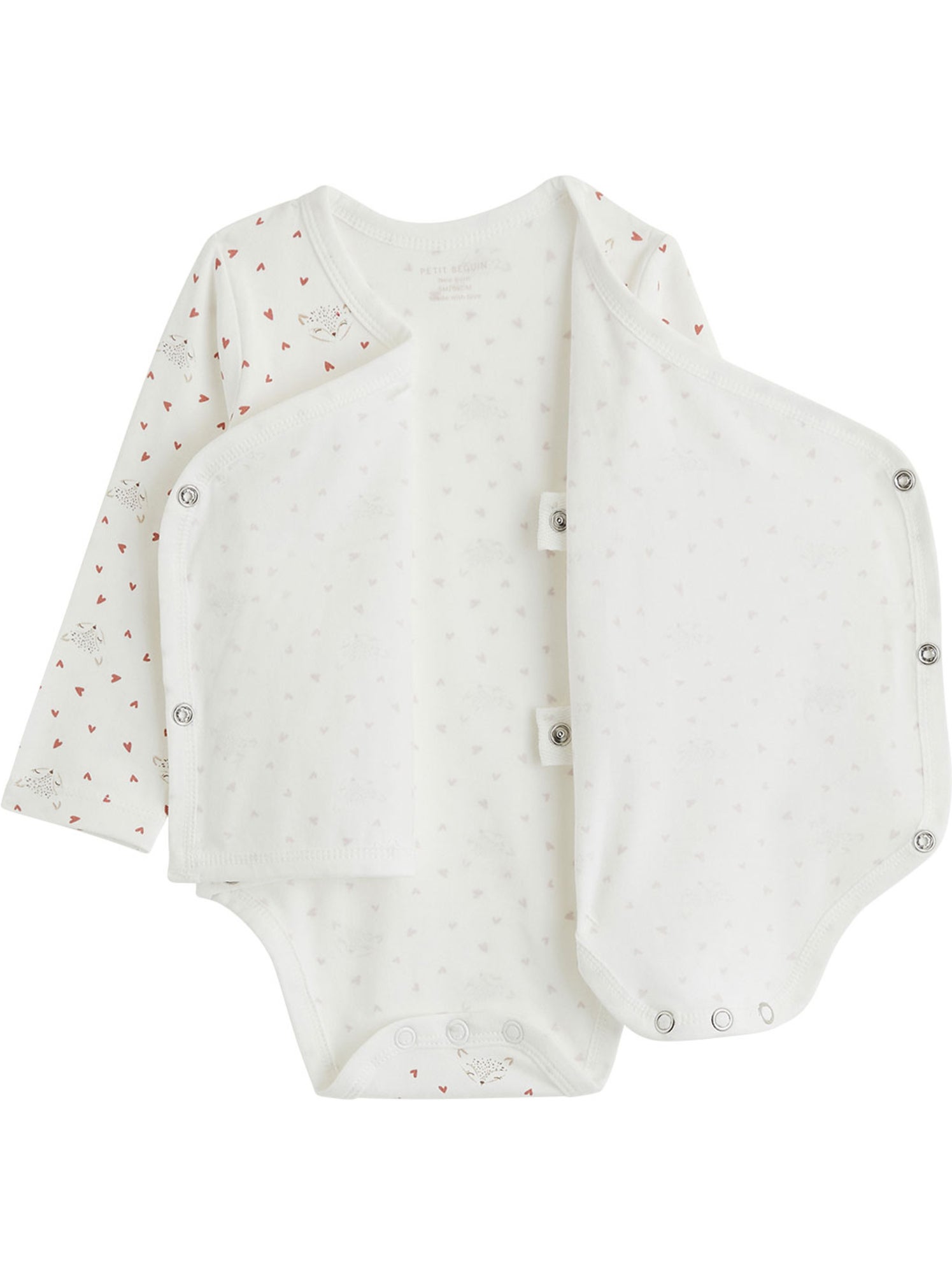 Lot de 2 bodies bébé manches longues ouverture croisée doucette - Rose